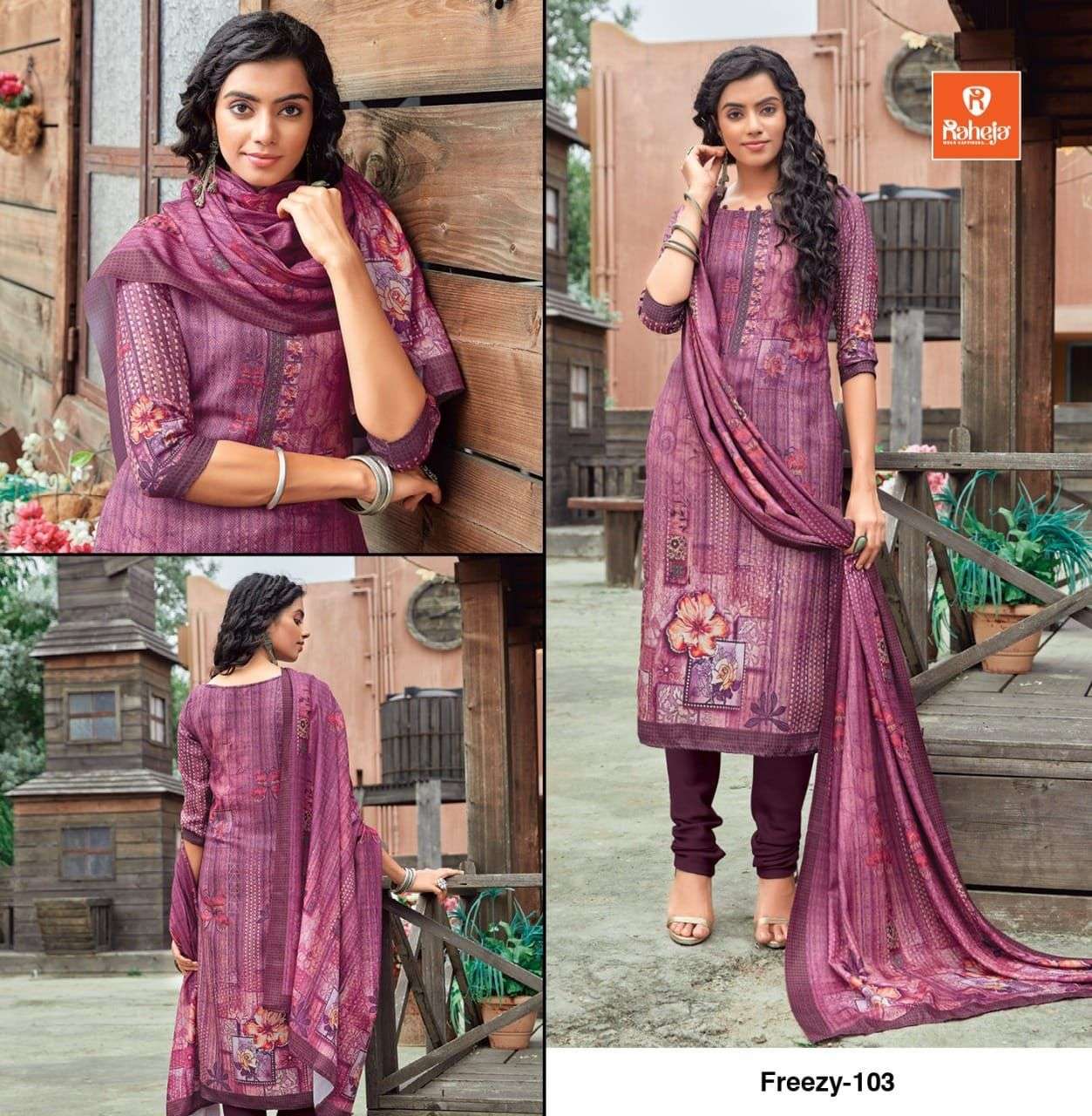 FREEZY BY RAHEJA 101 TO 109 SERIES BEAUTIFUL STYLISH SHARARA SUITS FANCY COLORFUL CASUAL WEAR & ETHNIC WEAR & READY TO WEAR PASHMINA DIGITAL PRINTED DRESSES AT WHOLESALE PRICE