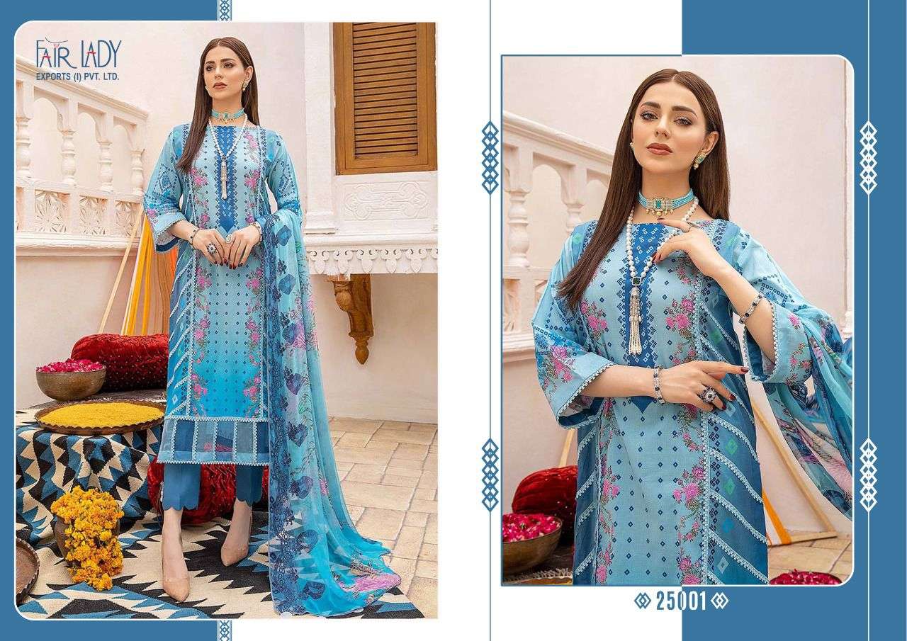 ANIIQ BY FAIR LADY 25001 TO 25005 SERIES DESIGNER PAKISTANI SUITS BEAUTIFUL STYLISH FANCY COLORFUL PARTY WEAR & OCCASIONAL WEAR LAWN COTTON DIGITAL PRINT EMBROIDERED DRESSES AT WHOLESALE PRICE