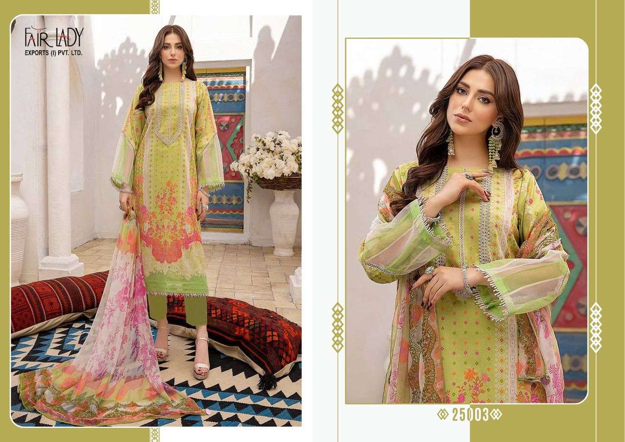 ANIIQ BY FAIR LADY 25001 TO 25005 SERIES DESIGNER PAKISTANI SUITS BEAUTIFUL STYLISH FANCY COLORFUL PARTY WEAR & OCCASIONAL WEAR LAWN COTTON DIGITAL PRINT EMBROIDERED DRESSES AT WHOLESALE PRICE