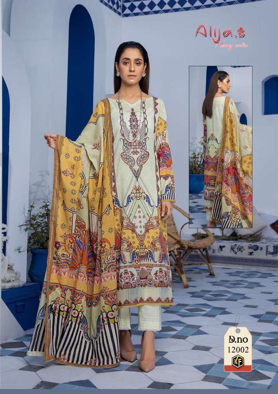 ALIJA.B VOL-12 BY KEVAL FAB 12001 TO 12006 SERIES BEAUTIFUL SUITS COLORFUL STYLISH FANCY CASUAL WEAR & ETHNIC WEAR HEAVY COTTON PRINT DRESSES AT WHOLESALE PRICE