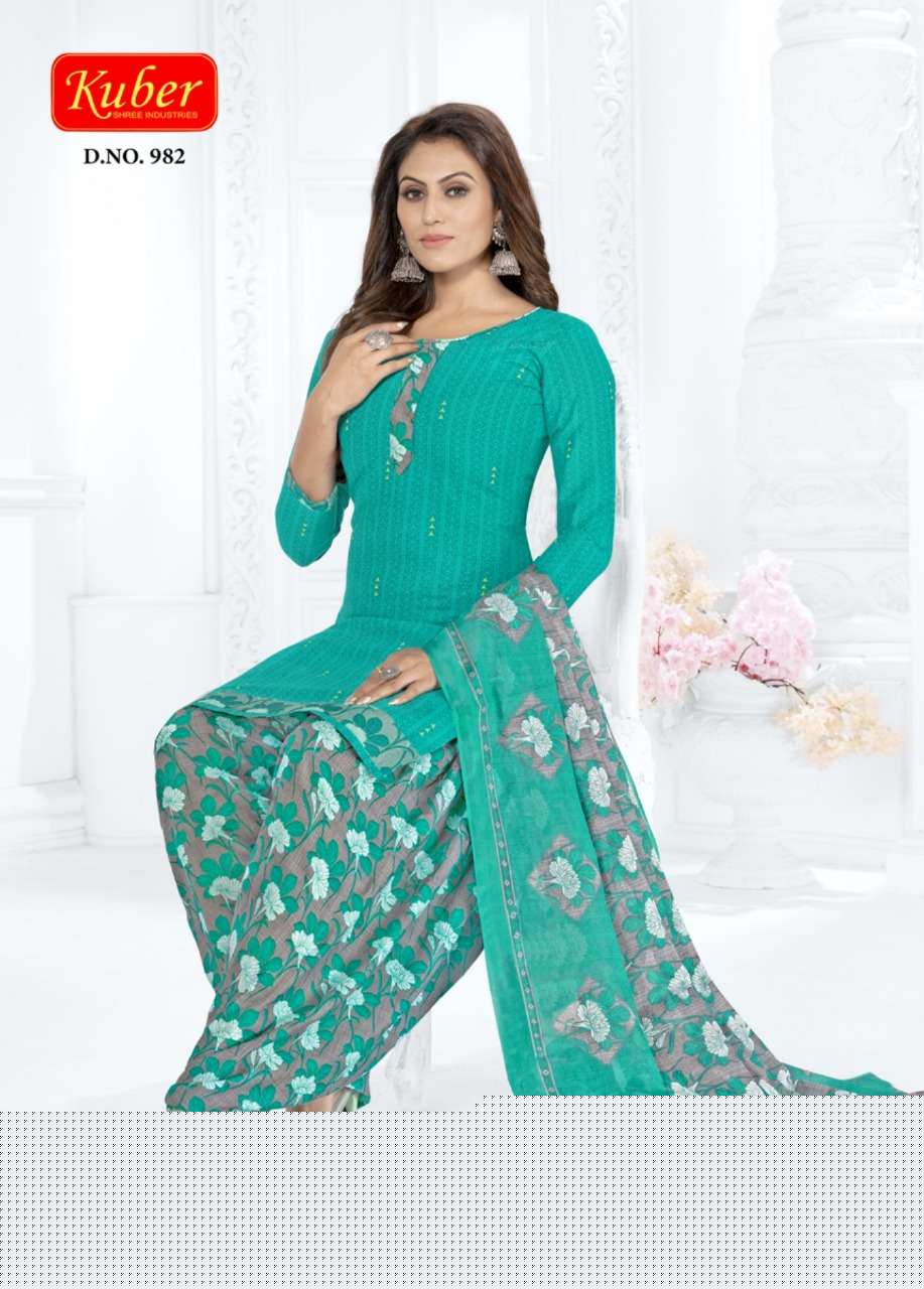 GEET PATIYALA VOL-9 BY KUBER 981 TO 992 SERIES BEAUTIFUL STYLISH SUITS FANCY COLORFUL CASUAL WEAR & ETHNIC WEAR & READY TO WEAR HEAVY COTTON PRINTED DRESSES AT WHOLESALE PRICE