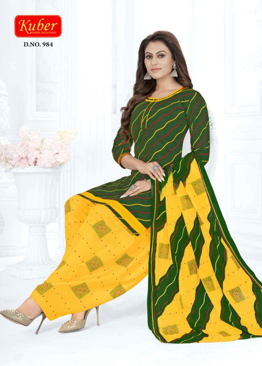 GEET PATIYALA VOL-9 BY KUBER 981 TO 992 SERIES BEAUTIFUL STYLISH SUITS FANCY COLORFUL CASUAL WEAR & ETHNIC WEAR & READY TO WEAR HEAVY COTTON PRINTED DRESSES AT WHOLESALE PRICE