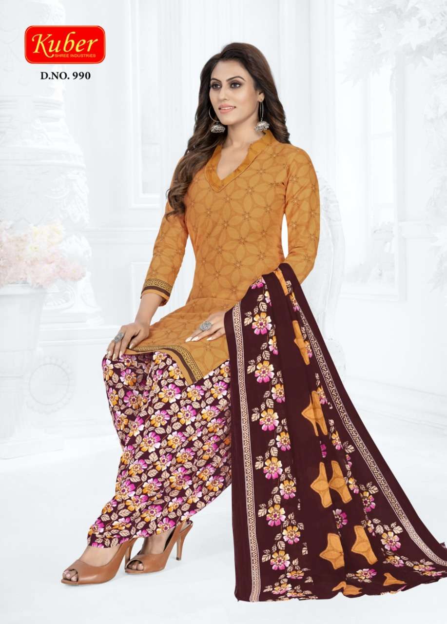 GEET PATIYALA VOL-9 BY KUBER 981 TO 992 SERIES BEAUTIFUL STYLISH SUITS FANCY COLORFUL CASUAL WEAR & ETHNIC WEAR & READY TO WEAR HEAVY COTTON PRINTED DRESSES AT WHOLESALE PRICE