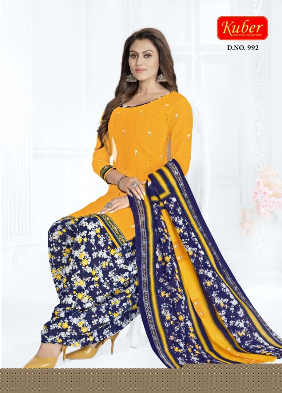 GEET PATIYALA VOL-9 BY KUBER 981 TO 992 SERIES BEAUTIFUL STYLISH SUITS FANCY COLORFUL CASUAL WEAR & ETHNIC WEAR & READY TO WEAR HEAVY COTTON PRINTED DRESSES AT WHOLESALE PRICE