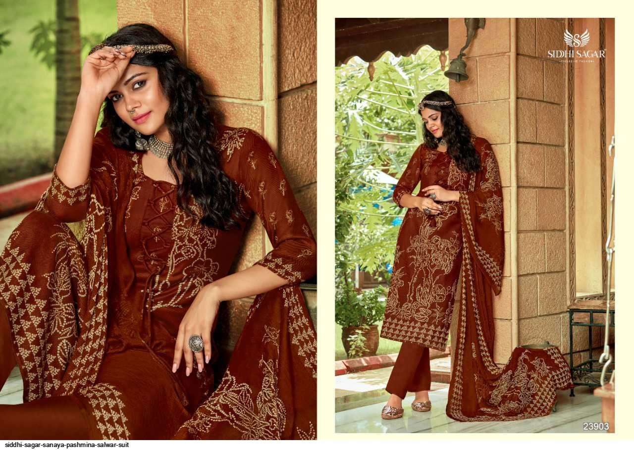 SANAYA BY SIDDHI SAGAR 23901 TO 23908 SERIES BEAUTIFUL SUITS COLORFUL STYLISH FANCY CASUAL WEAR & ETHNIC WEAR PURE PASHMINA DIGITAL PRINT DRESSES AT WHOLESALE PRICE