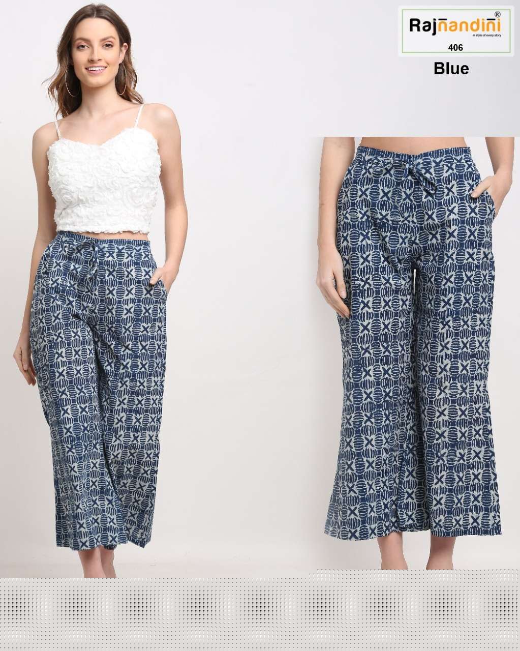 PLAZZO VOL-2 BY RAJNANDINI STYLISH FANCY BEAUTIFUL COLORFUL CASUAL WEAR & ETHNIC WEAR PURE COTTON PANTS AT WHOLESALE PRICE