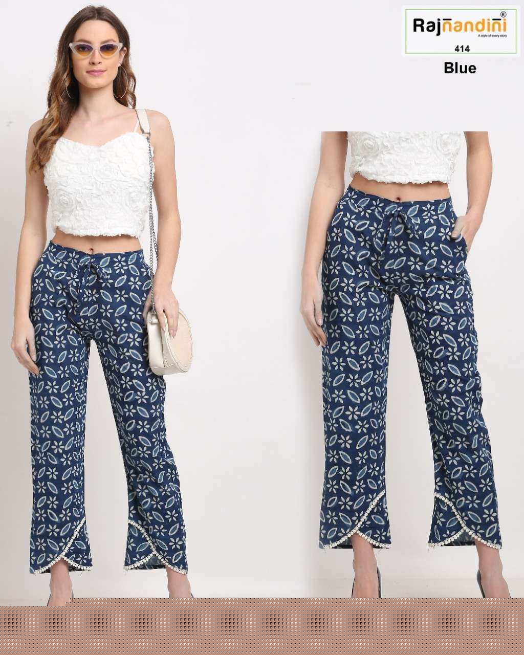 PLAZZO VOL-2 BY RAJNANDINI STYLISH FANCY BEAUTIFUL COLORFUL CASUAL WEAR & ETHNIC WEAR PURE COTTON PANTS AT WHOLESALE PRICE