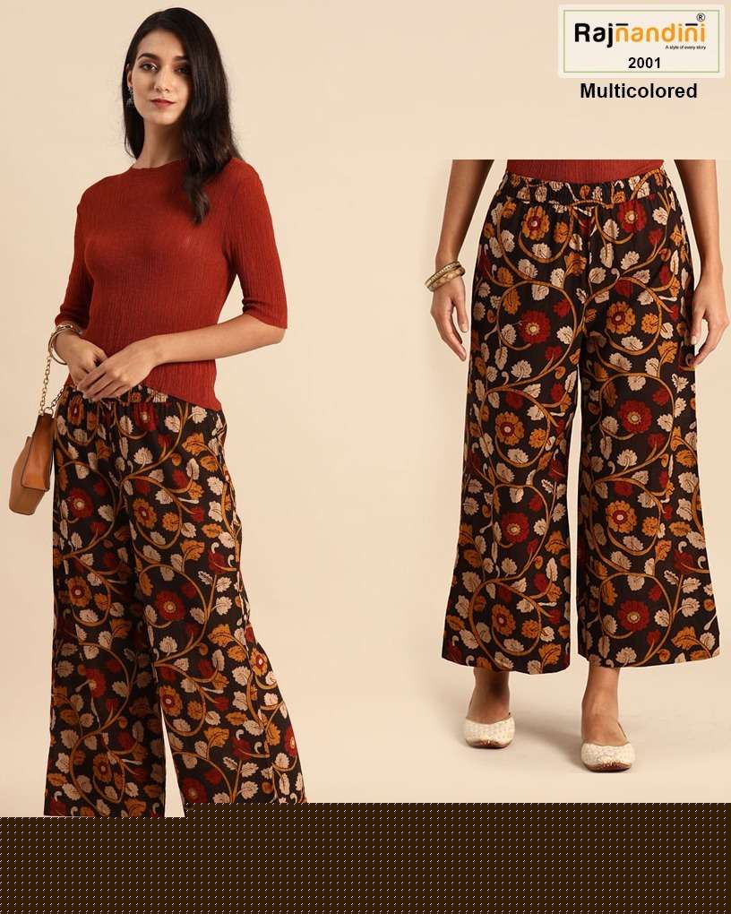 PLAZZO VOL-1 BY RAJNANDINI STYLISH FANCY BEAUTIFUL COLORFUL CASUAL WEAR & ETHNIC WEAR PURE COTTON PANTS AT WHOLESALE PRICE