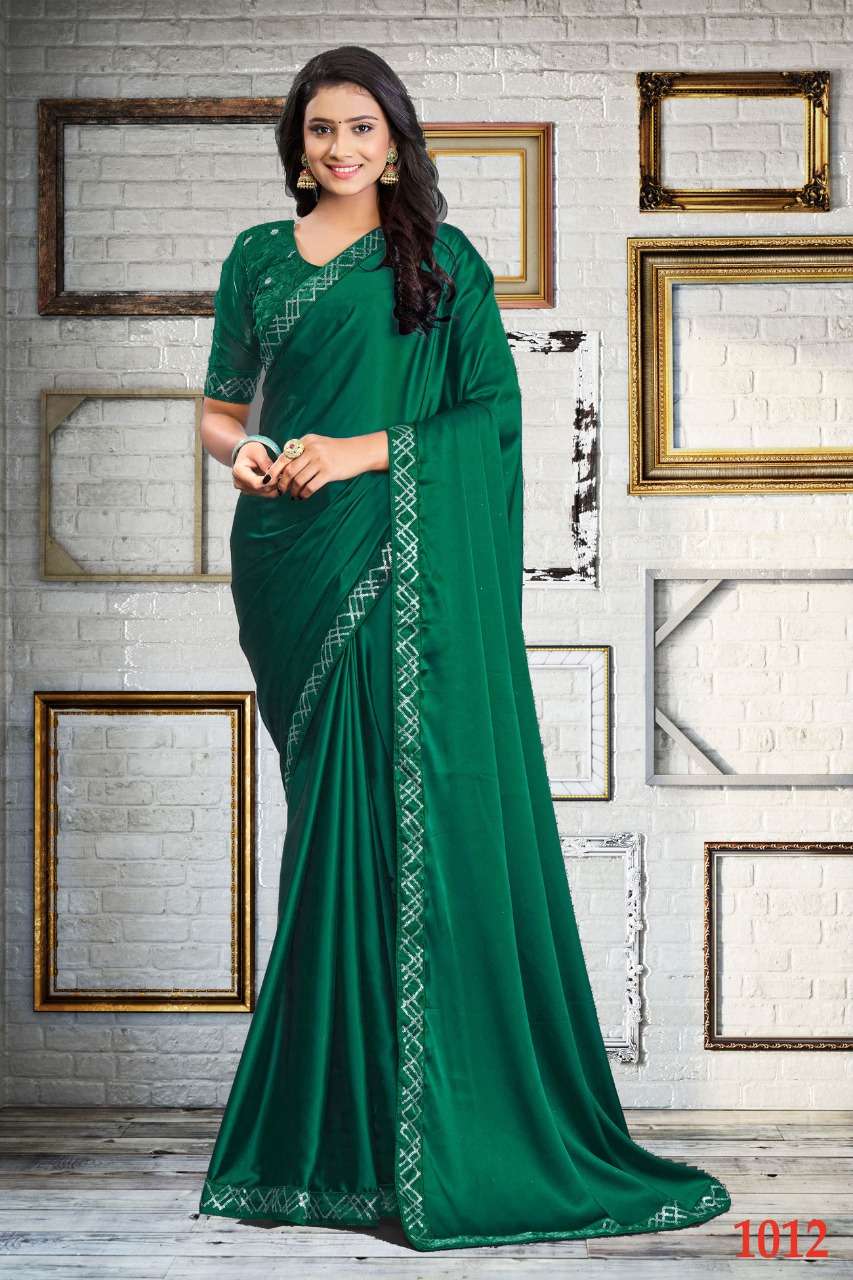 SITARA VOL-3 BY INDO VASTRA 1012 TO 1016 SERIES INDIAN TRADITIONAL WEAR COLLECTION BEAUTIFUL STYLISH FANCY COLORFUL PARTY WEAR & OCCASIONAL WEAR SILK SATIN EMBROIDERED SAREES AT WHOLESALE PRICE