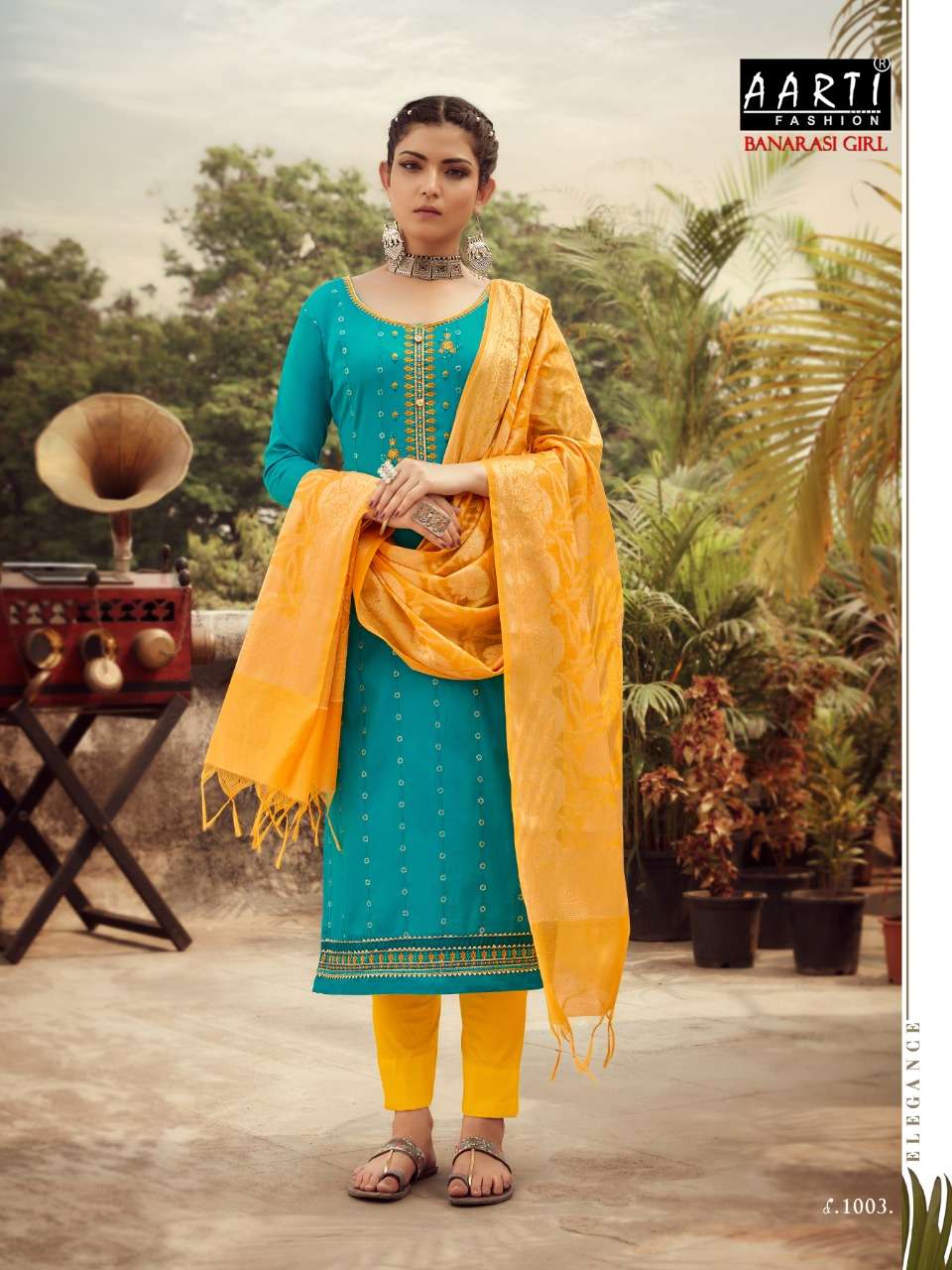 BANARASI GIRL BY AARTI FASHION 1001 TO 1006 SERIES BEAUTIFUL SUITS COLORFUL STYLISH FANCY CASUAL WEAR & ETHNIC WEAR JAM COTTON WITH WORK DRESSES AT WHOLESALE PRICE