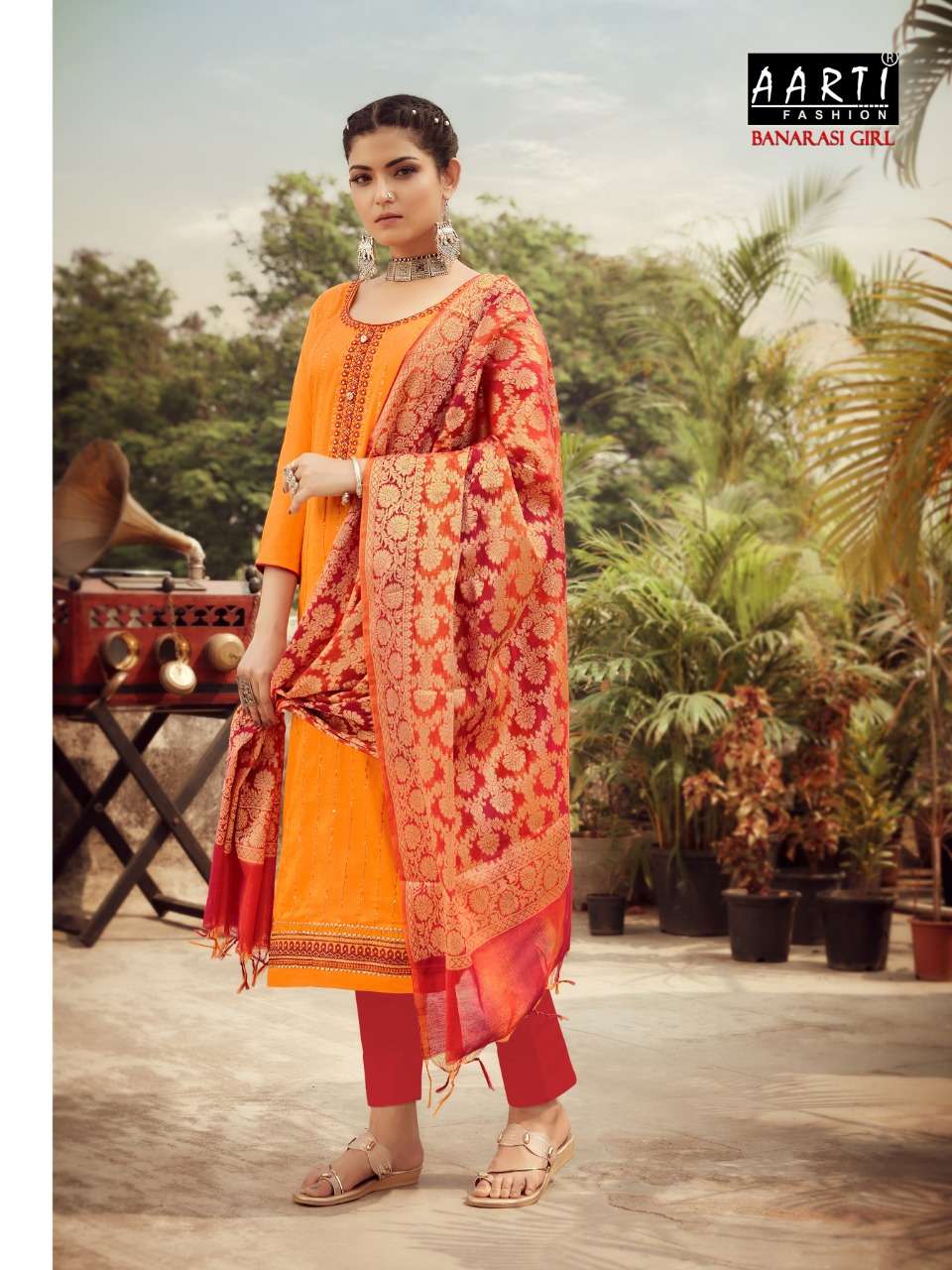 BANARASI GIRL BY AARTI FASHION 1001 TO 1006 SERIES BEAUTIFUL SUITS COLORFUL STYLISH FANCY CASUAL WEAR & ETHNIC WEAR JAM COTTON WITH WORK DRESSES AT WHOLESALE PRICE