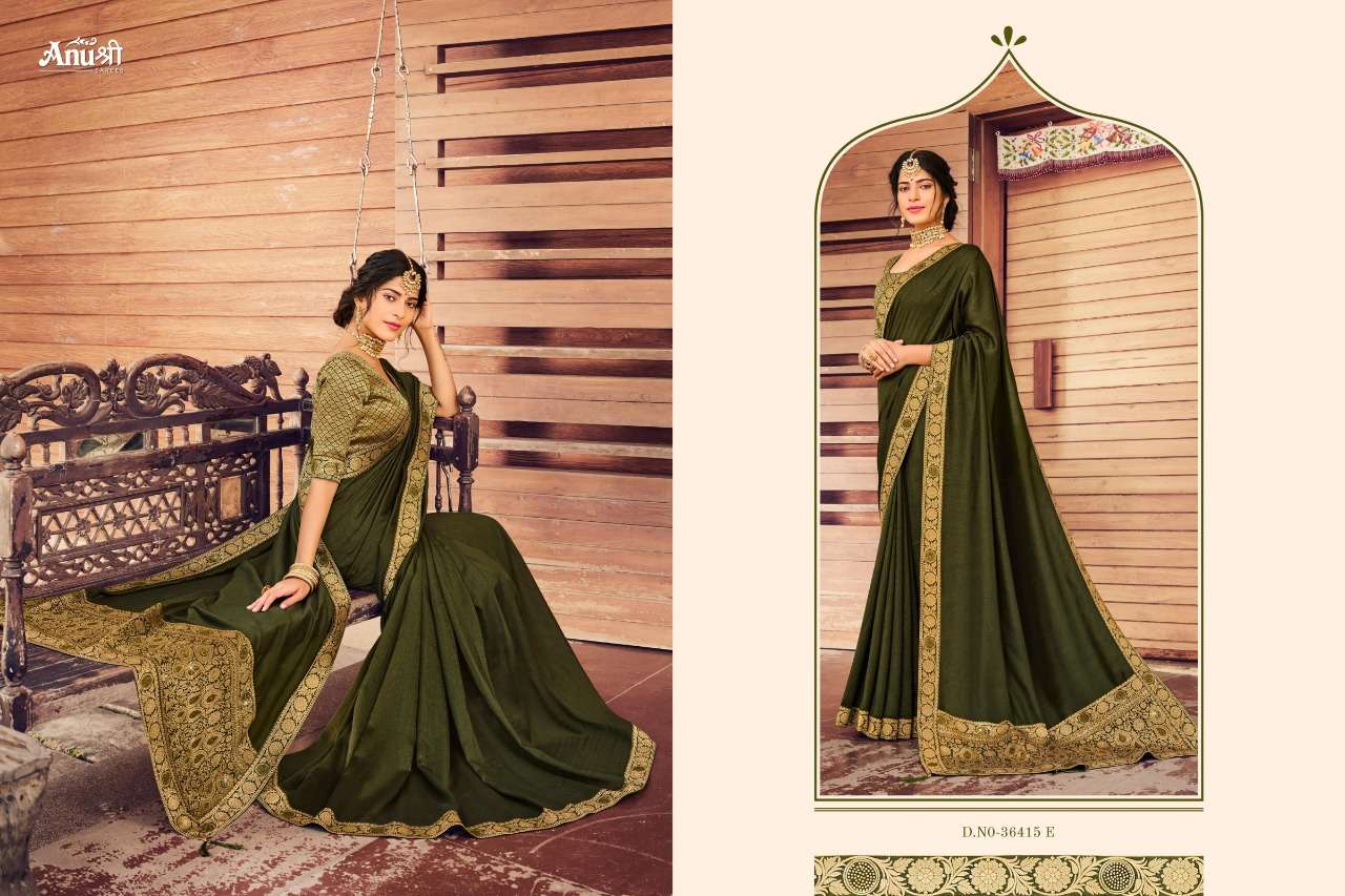 DEBANSHI BY ANUSHREE 36415-A TO 36415-H SERIES INDIAN TRADITIONAL WEAR COLLECTION BEAUTIFUL STYLISH FANCY COLORFUL PARTY WEAR & OCCASIONAL WEAR CHINNON GEORGETTE SAREES AT WHOLESALE PRICE