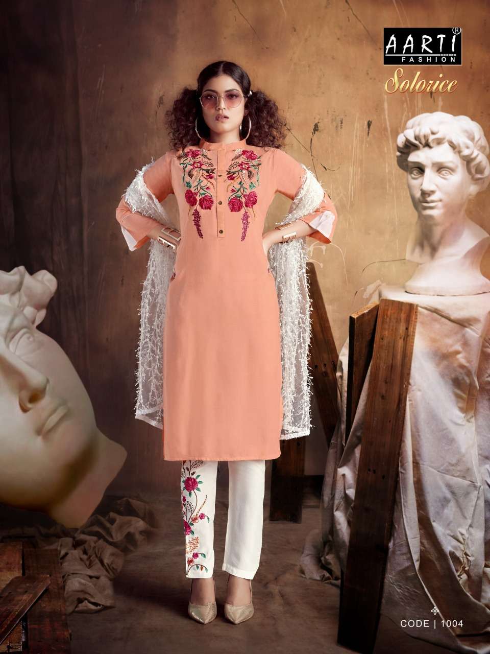 SOLORICE BY AARTI FASHION 1001 TO 1006 SERIES BEAUTIFUL SUITS COLORFUL STYLISH FANCY CASUAL WEAR & ETHNIC WEAR RAYON SLUB EMBROIDERED DRESSES AT WHOLESALE PRICE