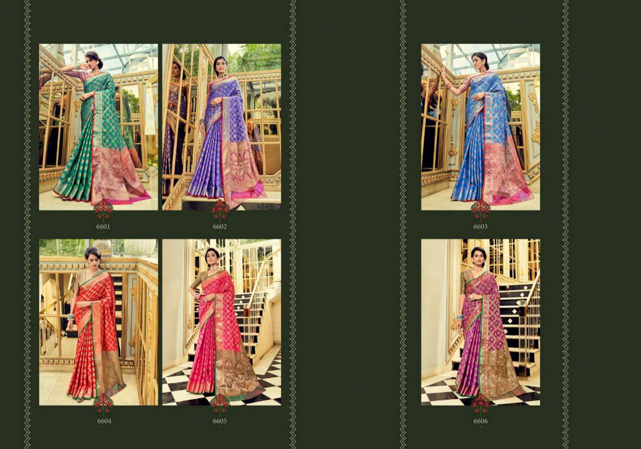 ANIKA BY RAJYOG 6601 TO 6606 SERIES INDIAN TRADITIONAL WEAR COLLECTION BEAUTIFUL STYLISH FANCY COLORFUL PARTY WEAR & OCCASIONAL WEAR SOFT SILK SAREES AT WHOLESALE PRICE