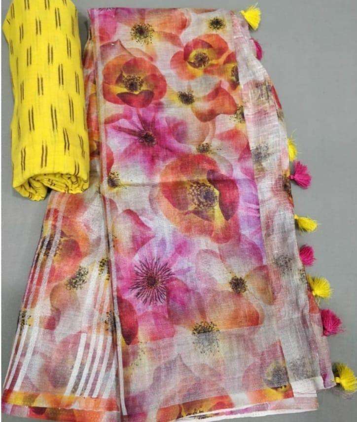 FEMINA SAREES BY FASHID WHOLESALE 01 TO 20 SERIES INDIAN TRADITIONAL WEAR COLLECTION BEAUTIFUL STYLISH FANCY COLORFUL PARTY WEAR & OCCASIONAL WEAR LINEN DIGITAL PRINT SAREES AT WHOLESALE PRICE