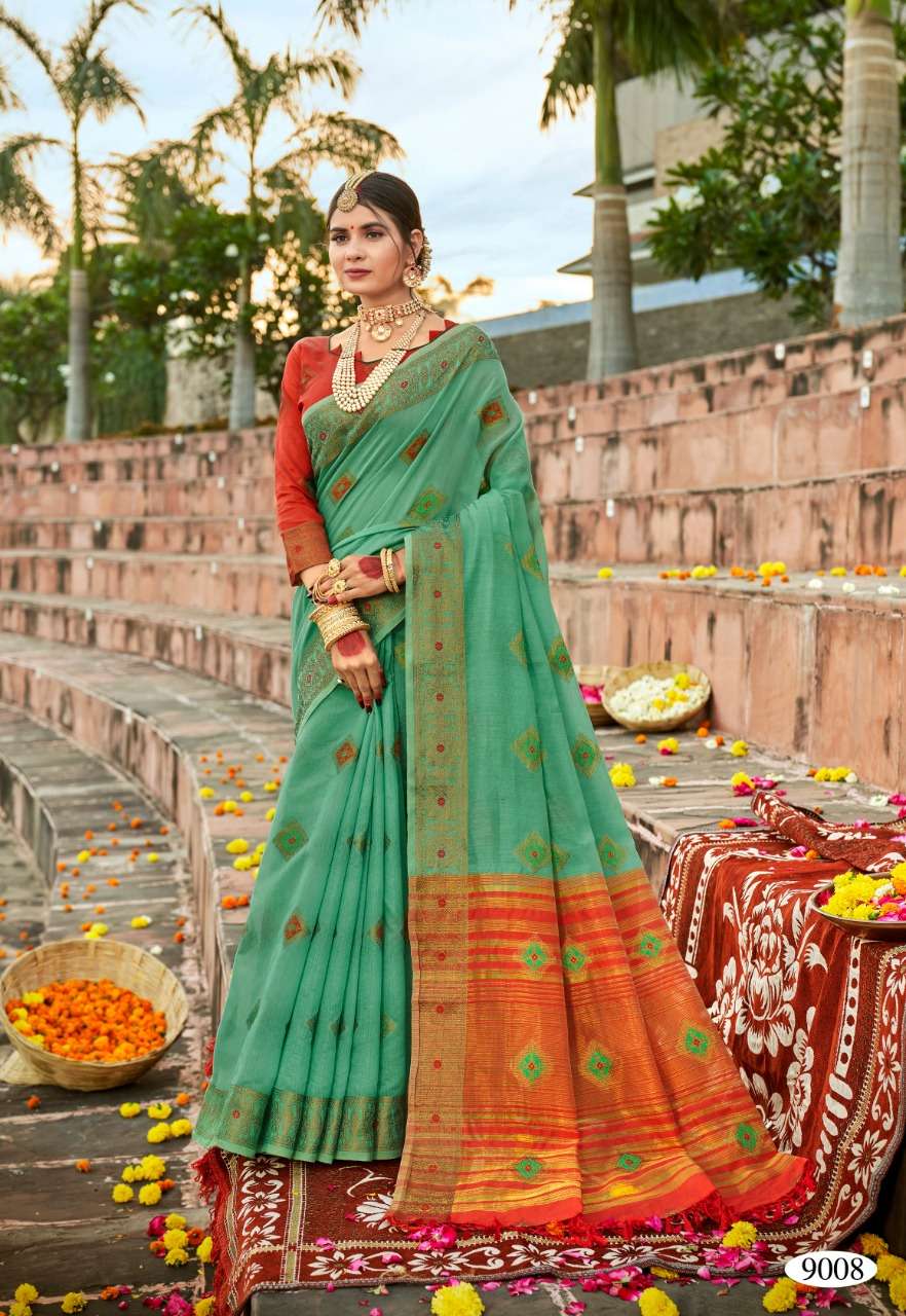 SILK PALACE VOL-2 BY SIDDHARTH 9008 TO 9013 SERIES INDIAN TRADITIONAL WEAR COLLECTION BEAUTIFUL STYLISH FANCY COLORFUL PARTY WEAR & OCCASIONAL WEAR SOFT COTTON SAREES AT WHOLESALE PRICE