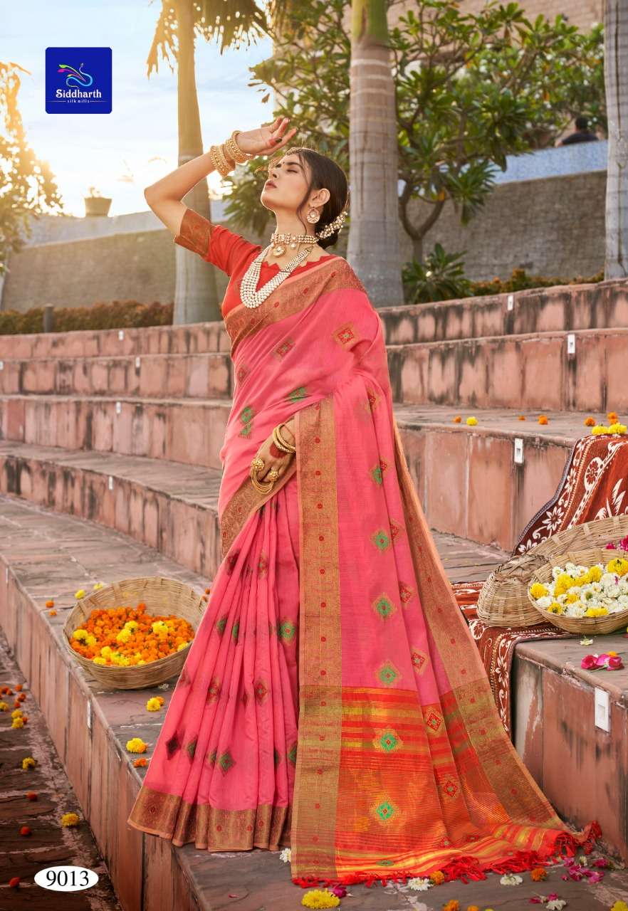 SILK PALACE VOL-2 BY SIDDHARTH 9008 TO 9013 SERIES INDIAN TRADITIONAL WEAR COLLECTION BEAUTIFUL STYLISH FANCY COLORFUL PARTY WEAR & OCCASIONAL WEAR SOFT COTTON SAREES AT WHOLESALE PRICE