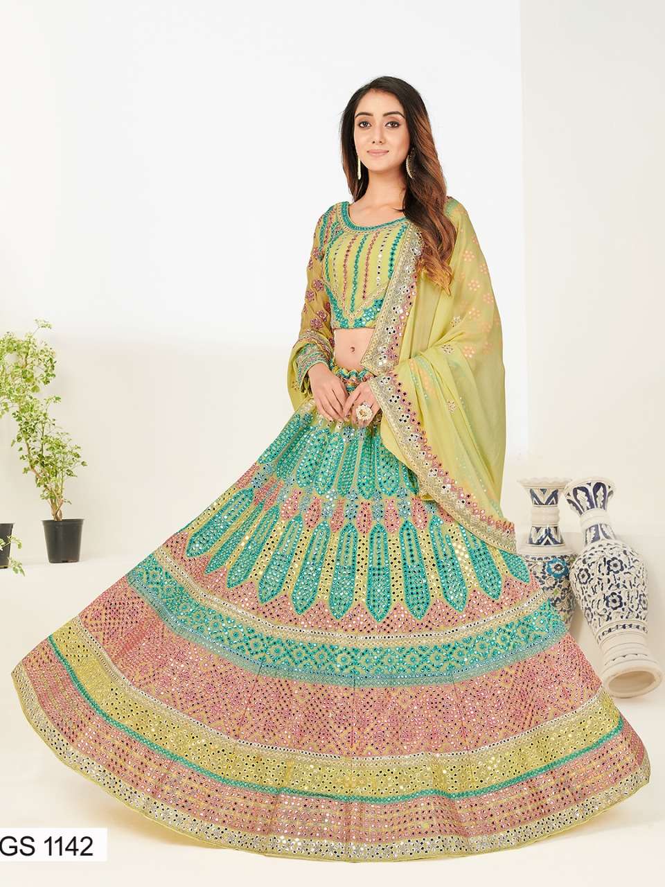 URVA VOL-3 BY SHEE STAR 1140 TO 1143 SERIES DESIGNER BEAUTIFUL COLLECTION OCCASIONAL WEAR & PARTY WEAR HEAVY GEORGETTE LEHENGAS AT WHOLESALE PRICE