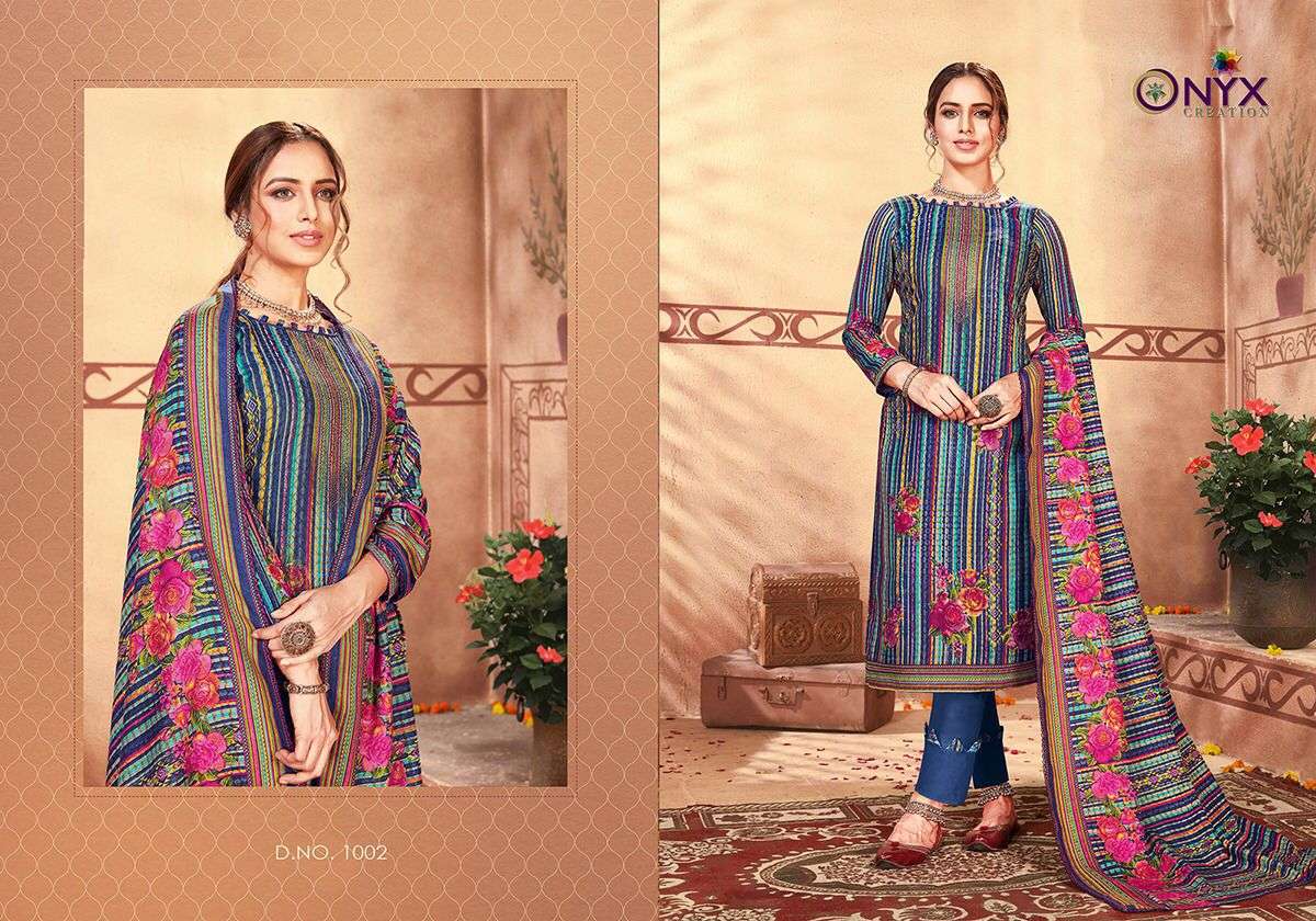 MANNAT BY ONYX 1001 TO 1008 SERIES BEAUTIFUL SUITS COLORFUL STYLISH FANCY CASUAL WEAR & ETHNIC WEAR PURE PASHMINA DIGITAL PRINT DRESSES AT WHOLESALE PRICE