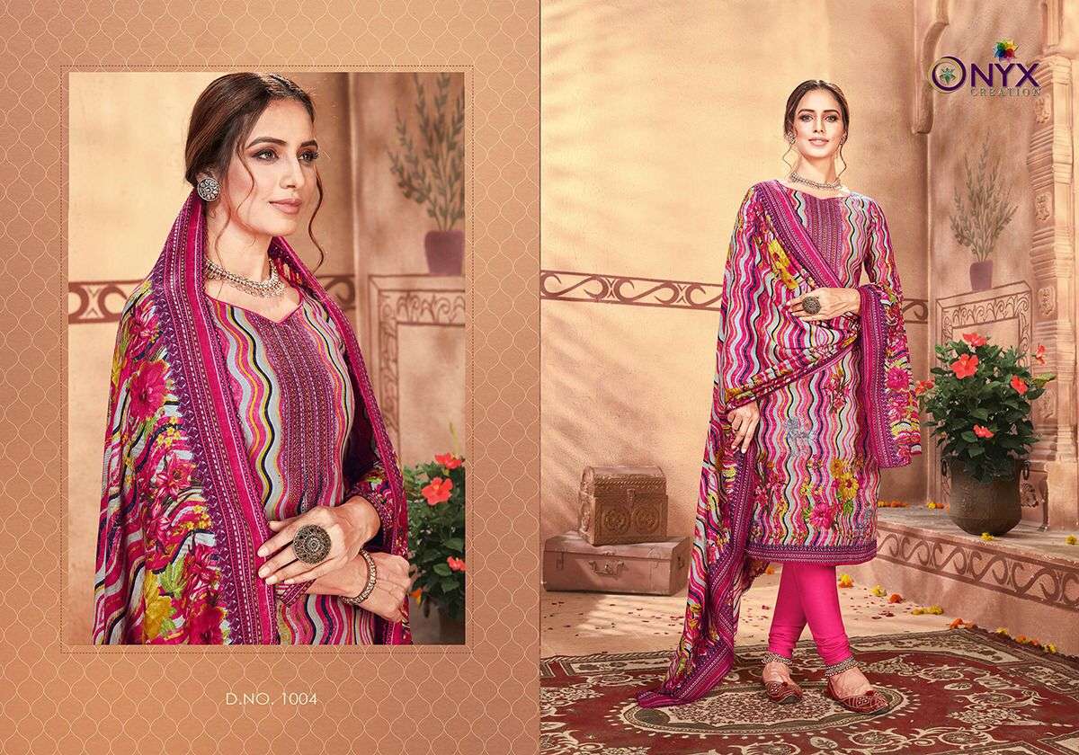 MANNAT BY ONYX 1001 TO 1008 SERIES BEAUTIFUL SUITS COLORFUL STYLISH FANCY CASUAL WEAR & ETHNIC WEAR PURE PASHMINA DIGITAL PRINT DRESSES AT WHOLESALE PRICE