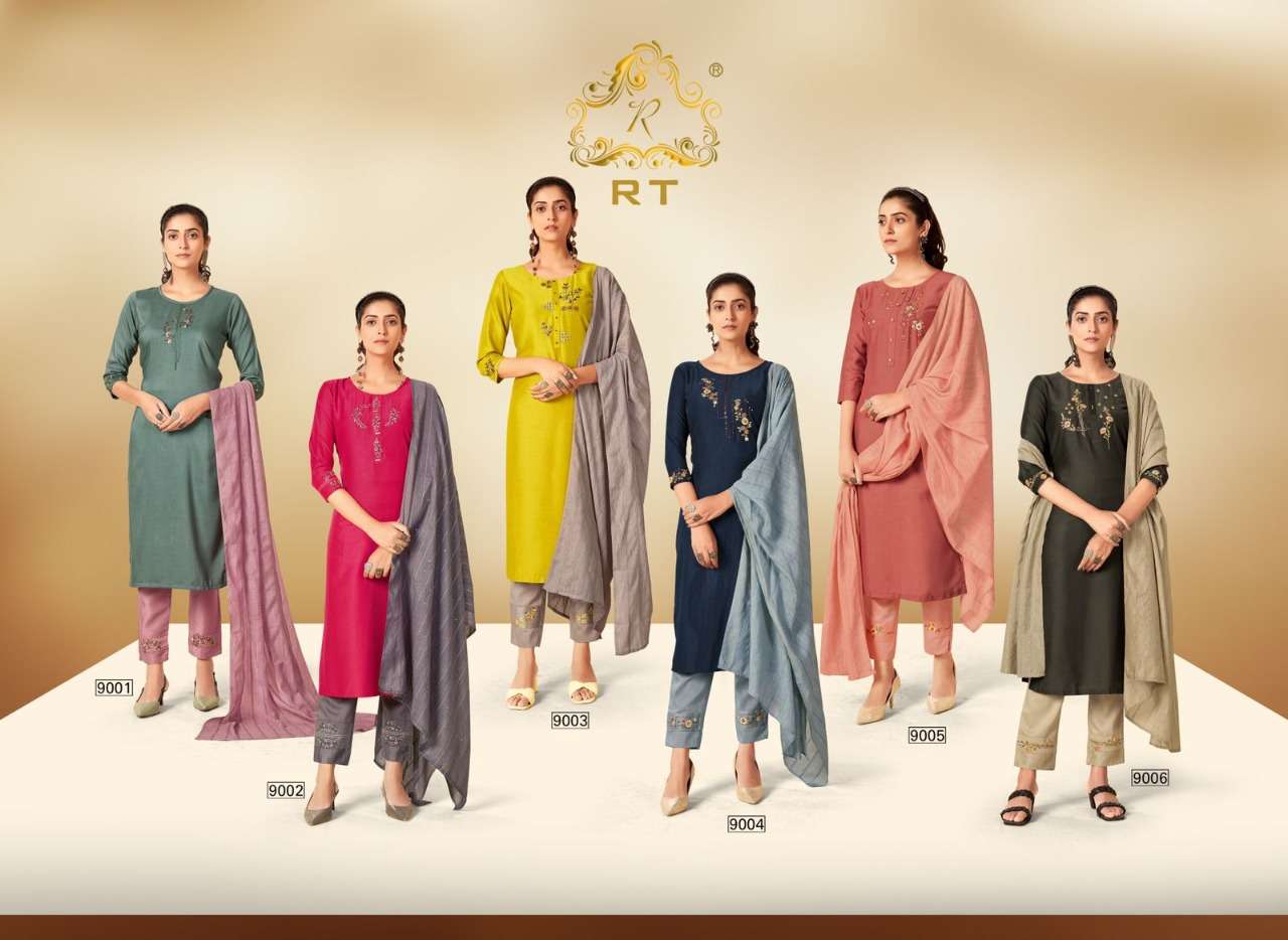 MASCARA BY RT 9001 TO 9006 SERIES BEAUTIFUL SUITS COLORFUL STYLISH FANCY CASUAL WEAR & ETHNIC WEAR CHINNON SILK DRESSES AT WHOLESALE PRICE