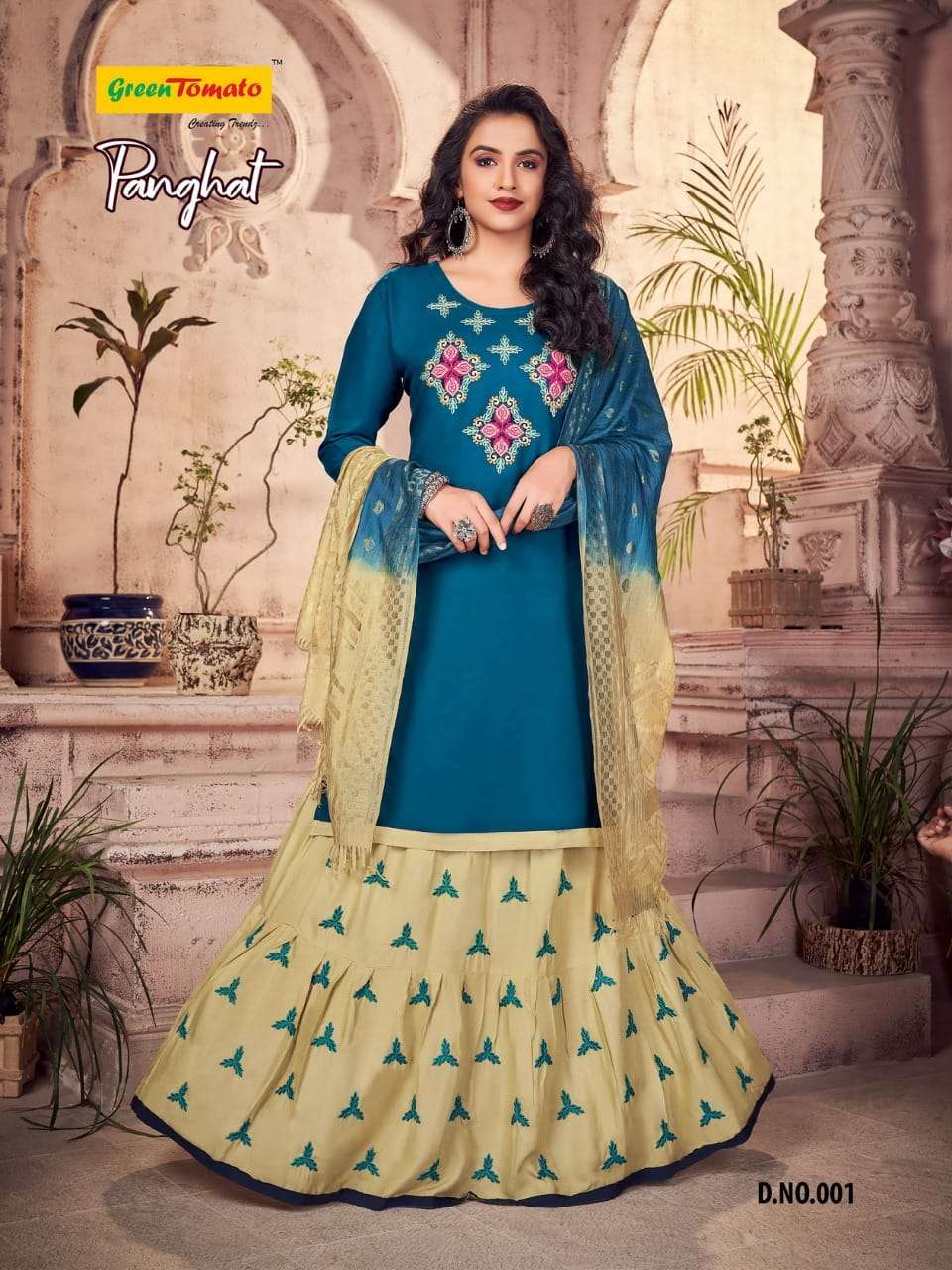 PANGHAT BY GREEN TOMATO 1001 TO 1008 SERIES BEAUTIFUL SUITS COLORFUL STYLISH FANCY CASUAL WEAR & ETHNIC WEAR HEAVY RAYON EMBROIDERED DRESSES AT WHOLESALE PRICE
