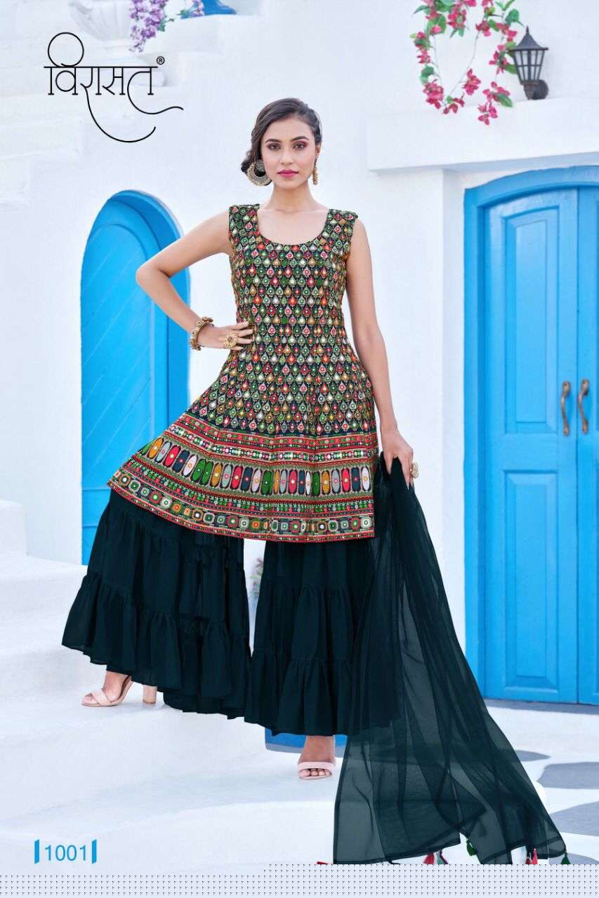 RESHAM BY VIRASAT 1001 TO 1006 SERIES BEAUTIFUL SUITS COLORFUL STYLISH FANCY CASUAL WEAR & ETHNIC WEAR GEORGETTE EMBROIDERED DRESSES AT WHOLESALE PRICE