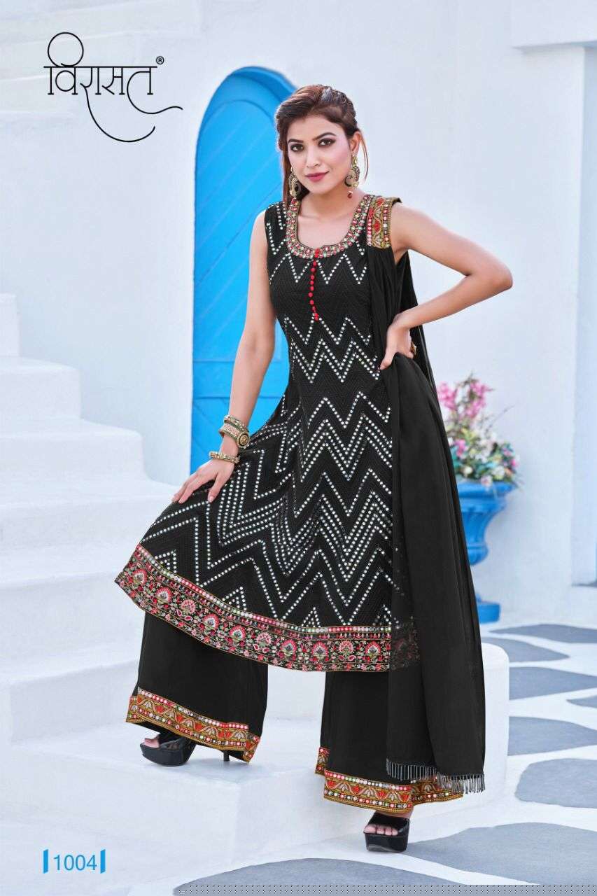 RESHAM BY VIRASAT 1001 TO 1006 SERIES BEAUTIFUL SUITS COLORFUL STYLISH FANCY CASUAL WEAR & ETHNIC WEAR GEORGETTE EMBROIDERED DRESSES AT WHOLESALE PRICE