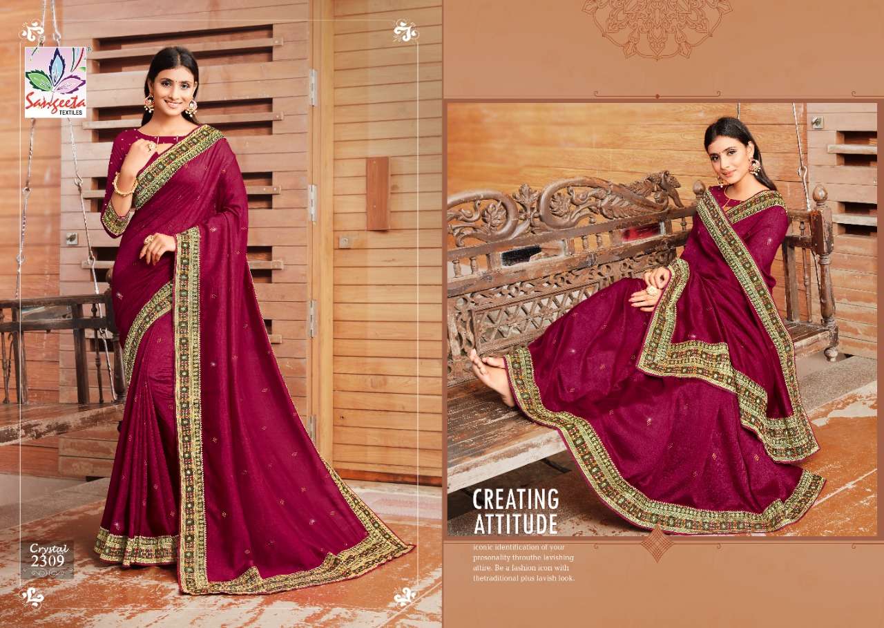 EXOTICA BY SANGEETA 2304 TO 2312 SERIES INDIAN TRADITIONAL WEAR COLLECTION BEAUTIFUL STYLISH FANCY COLORFUL PARTY WEAR & OCCASIONAL WEAR SATIN GEORGETTE SAREES AT WHOLESALE PRICE