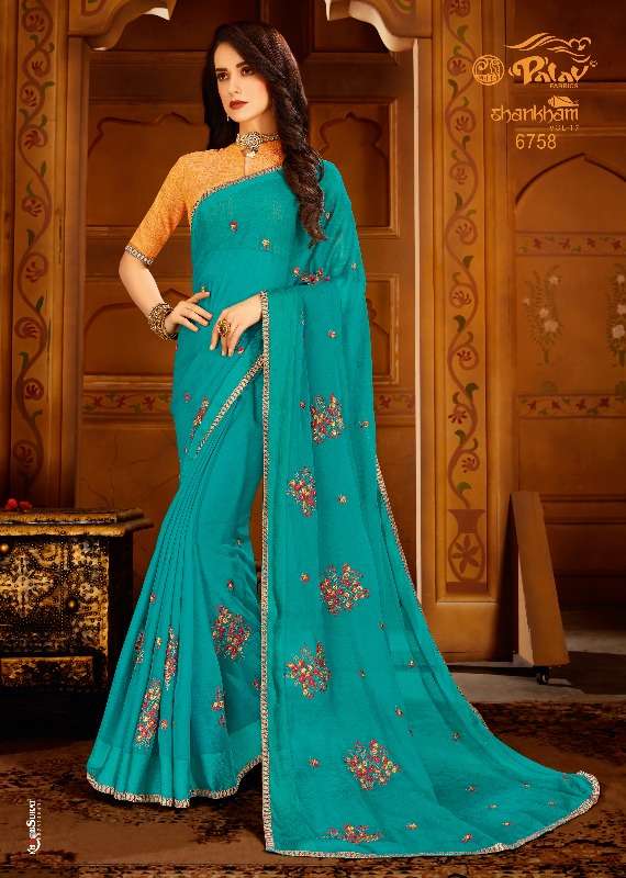 SHANKHAM VOL-17 NX BY PALAV INDIAN TRADITIONAL WEAR COLLECTION BEAUTIFUL STYLISH FANCY COLORFUL PARTY WEAR & OCCASIONAL WEAR CHIFFON SAREES AT WHOLESALE PRICE