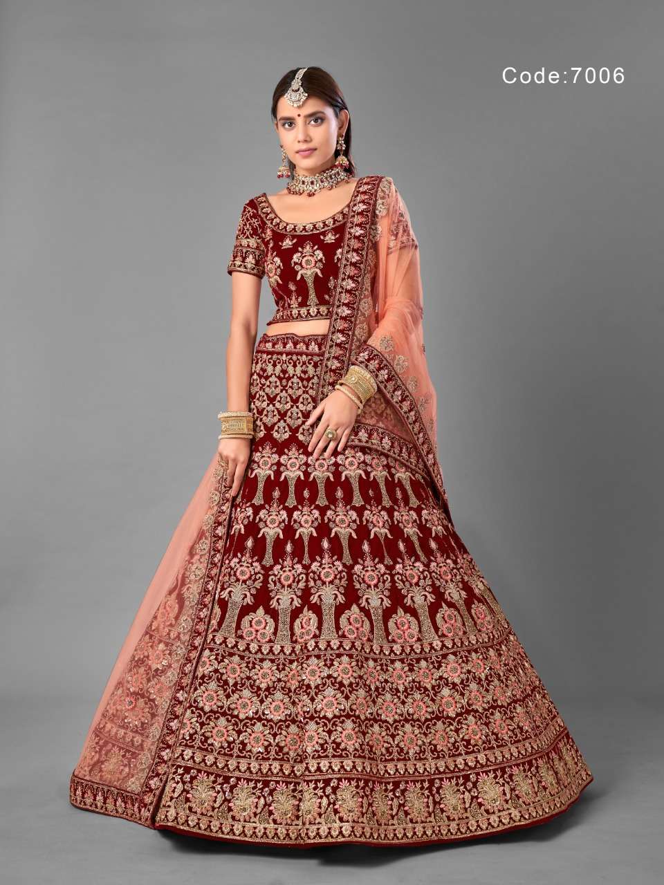 ARYA VOL-18 BY ARYA DESIGNS 7001 TO 7012 SERIES DESIGNER BEAUTIFUL WEDDING COLLECTION OCCASIONAL WEAR & PARTY WEAR VELVET LEHENGAS AT WHOLESALE PRICE