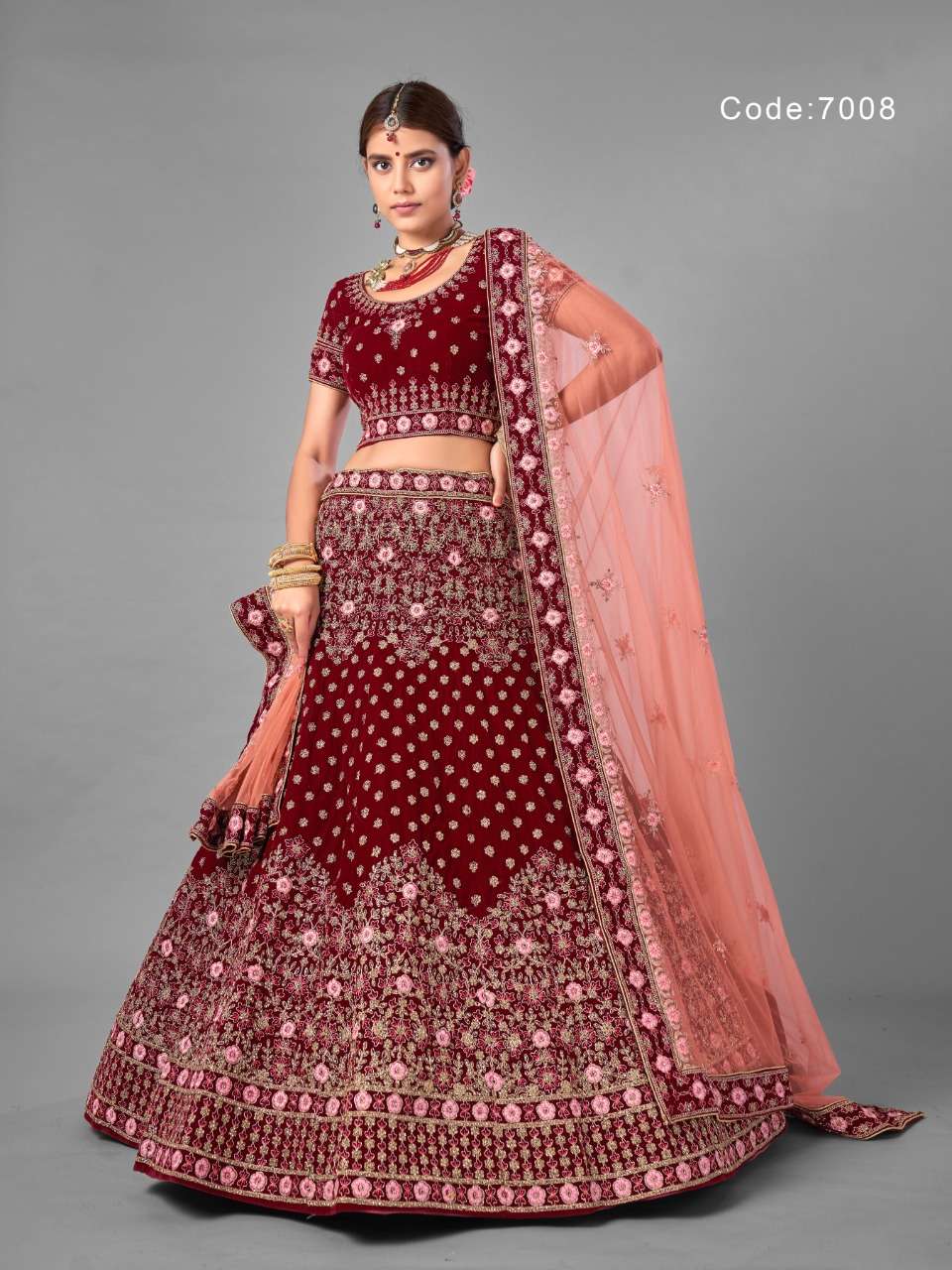 ARYA VOL-18 BY ARYA DESIGNS 7001 TO 7012 SERIES DESIGNER BEAUTIFUL WEDDING COLLECTION OCCASIONAL WEAR & PARTY WEAR VELVET LEHENGAS AT WHOLESALE PRICE