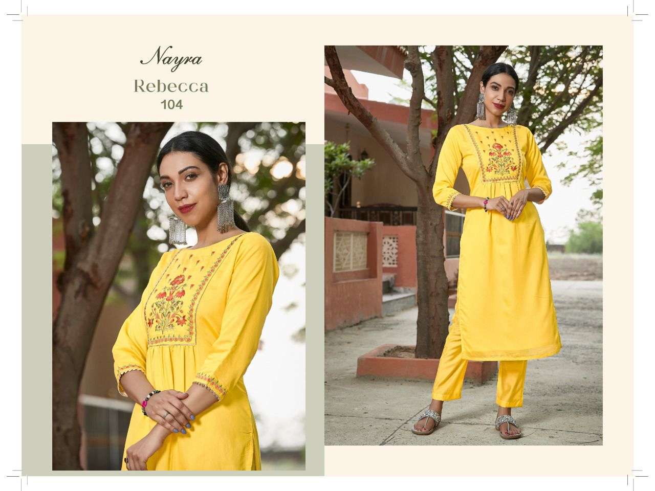 REBECCA BY NAYRA 101 TO 108 SERIES DESIGNER STYLISH FANCY COLORFUL BEAUTIFUL PARTY WEAR & ETHNIC WEAR COLLECTION CHANDERI SILK KURTIS WITH BOTTOM AT WHOLESALE PRICE