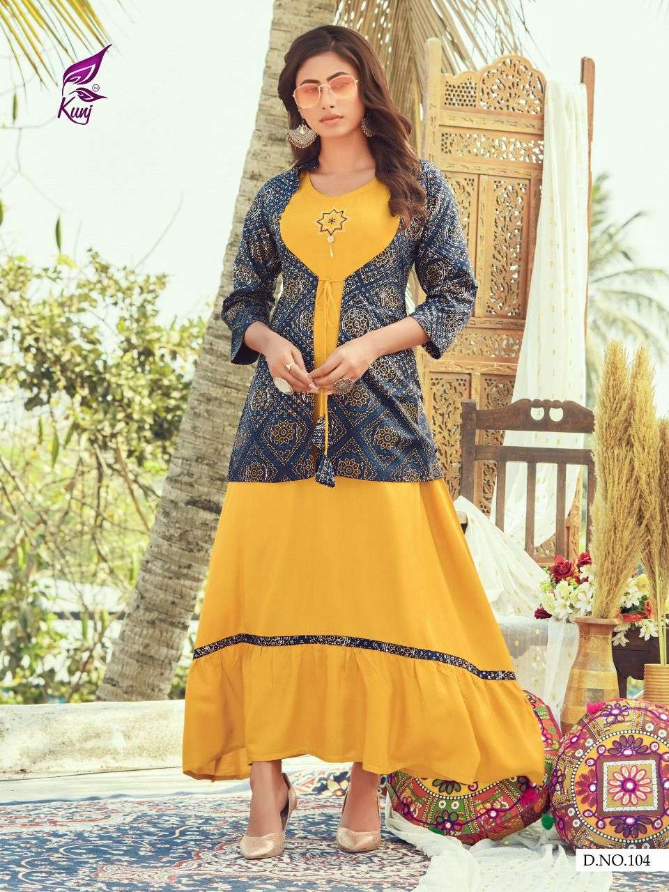 SENORITA VOL-1 BY KUNJ 101 TO 108 SERIES DESIGNER STYLISH FANCY COLORFUL BEAUTIFUL PARTY WEAR & ETHNIC WEAR COLLECTION RAYON PRINT GOWNS AT WHOLESALE PRICE