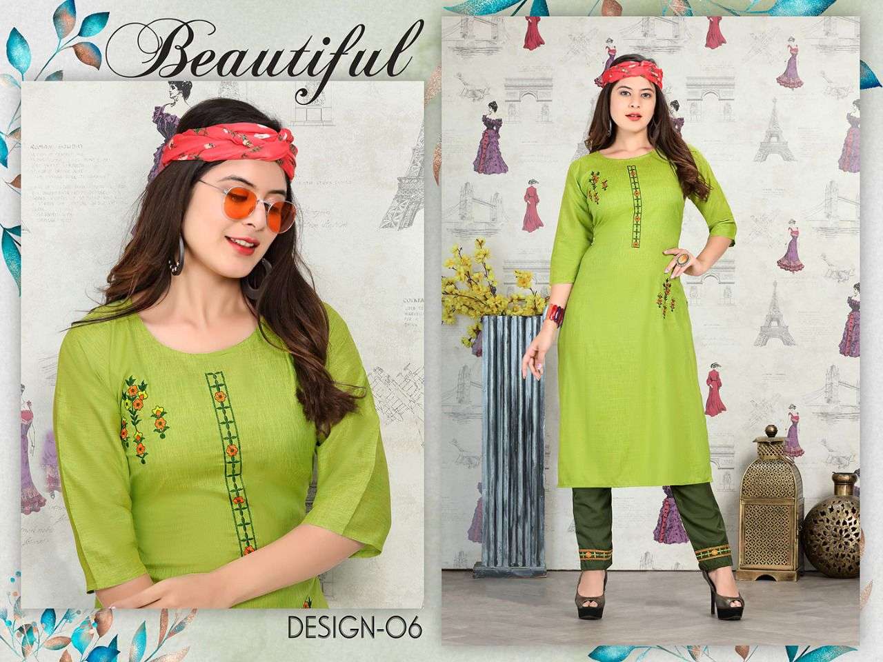 UNIQUE VOL-2 BY TRENDY 01 TO 08 SERIES DESIGNER STYLISH FANCY COLORFUL BEAUTIFUL PARTY WEAR & ETHNIC WEAR COLLECTION RAYON EMBROIDERY KURTIS WITH BOTTOM AT WHOLESALE PRICE