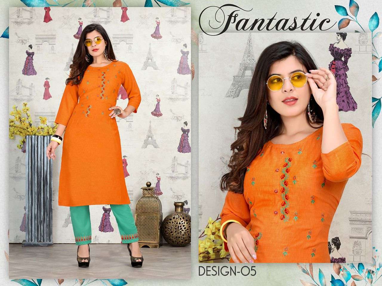 UNIQUE VOL-2 BY TRENDY 01 TO 08 SERIES DESIGNER STYLISH FANCY COLORFUL BEAUTIFUL PARTY WEAR & ETHNIC WEAR COLLECTION RAYON EMBROIDERY KURTIS WITH BOTTOM AT WHOLESALE PRICE