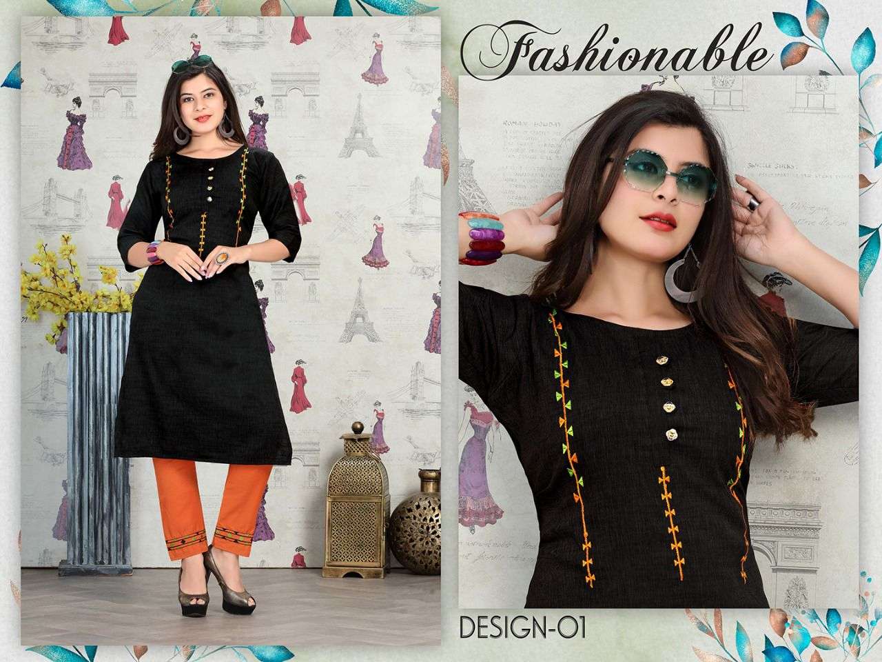 UNIQUE VOL-2 BY TRENDY 01 TO 08 SERIES DESIGNER STYLISH FANCY COLORFUL BEAUTIFUL PARTY WEAR & ETHNIC WEAR COLLECTION RAYON EMBROIDERY KURTIS WITH BOTTOM AT WHOLESALE PRICE