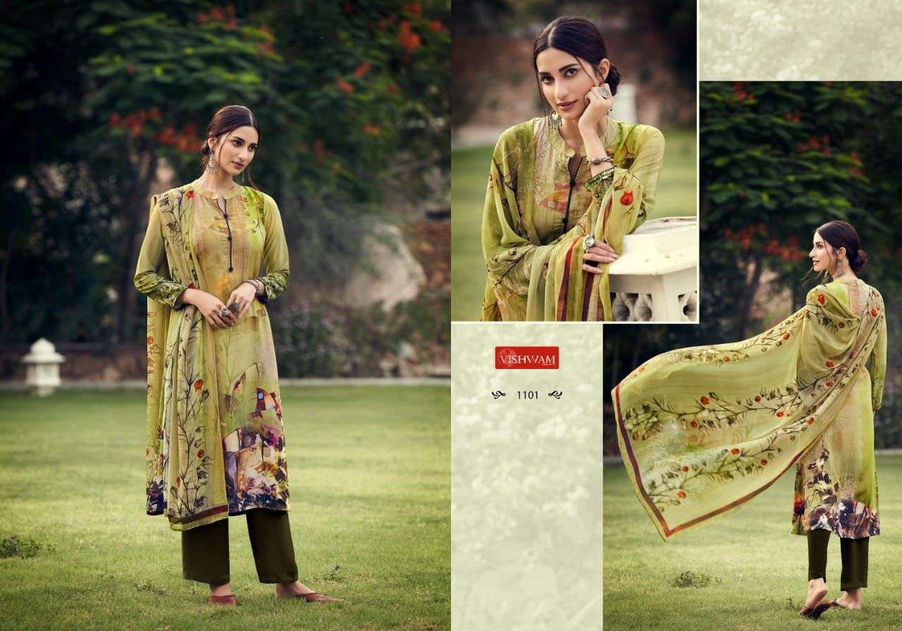 CAFE LATTE VOL-11 BY VISHWAM FABRICS 1101 TO 1111 SERIES INDIAN TRADITIONAL WEAR COLLECTION BEAUTIFUL STYLISH FANCY COLORFUL PARTY WEAR & OCCASIONAL WEAR HEAVY CREPE PRINT DRESSES AT WHOLESALE PRICE