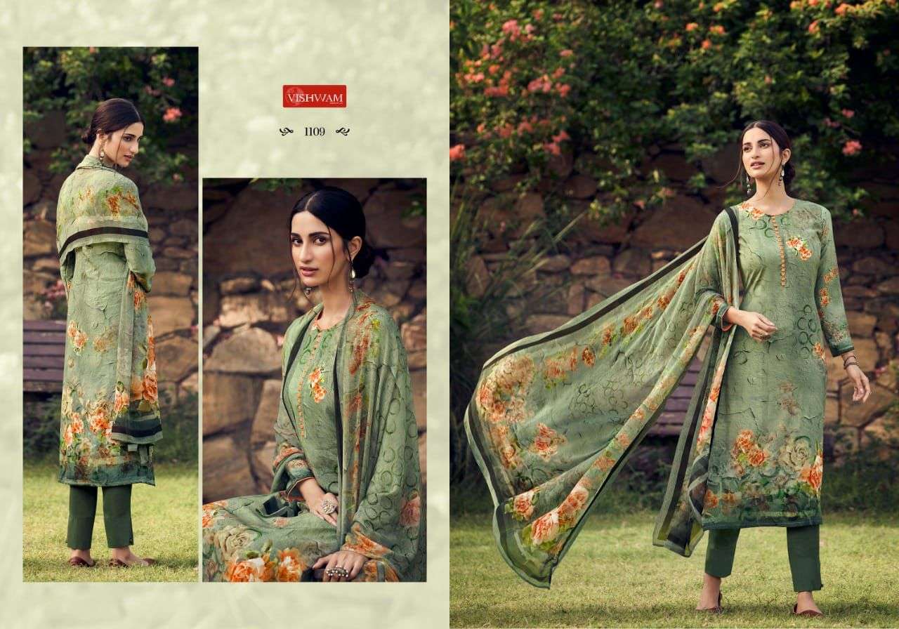 CAFE LATTE VOL-11 BY VISHWAM FABRICS 1101 TO 1111 SERIES INDIAN TRADITIONAL WEAR COLLECTION BEAUTIFUL STYLISH FANCY COLORFUL PARTY WEAR & OCCASIONAL WEAR HEAVY CREPE PRINT DRESSES AT WHOLESALE PRICE