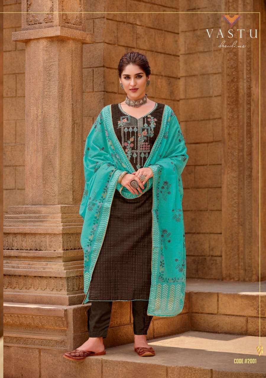 MALHAR VOL-2 BY VASTU TEX 2001 TO 2010 SERIES BEAUTIFUL SUITS COLORFUL STYLISH FANCY CASUAL WEAR & ETHNIC WEAR SATIN COTTON PRINT WITH WORK DRESSES AT WHOLESALE PRICE