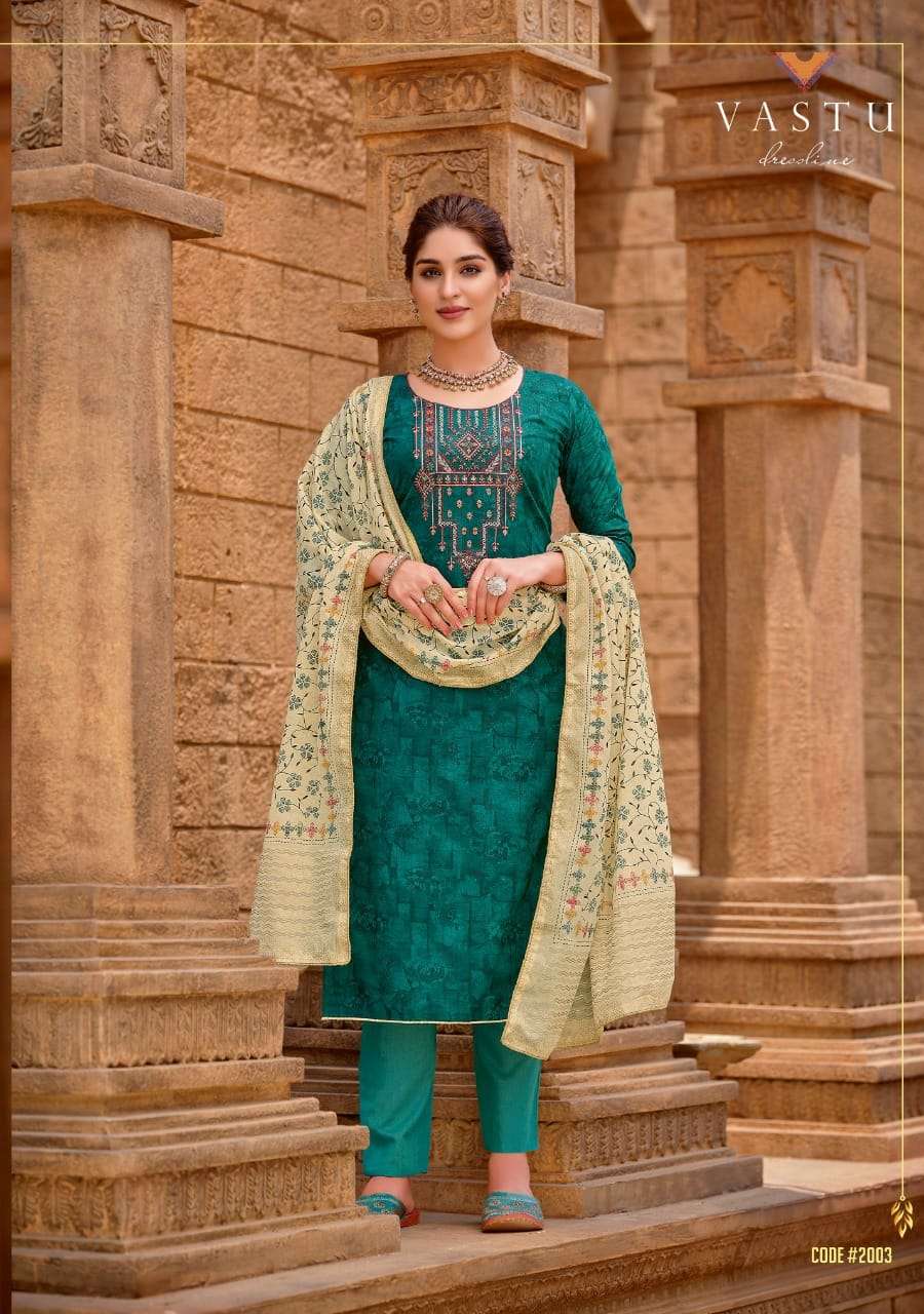 MALHAR VOL-2 BY VASTU TEX 2001 TO 2010 SERIES BEAUTIFUL SUITS COLORFUL STYLISH FANCY CASUAL WEAR & ETHNIC WEAR SATIN COTTON PRINT WITH WORK DRESSES AT WHOLESALE PRICE