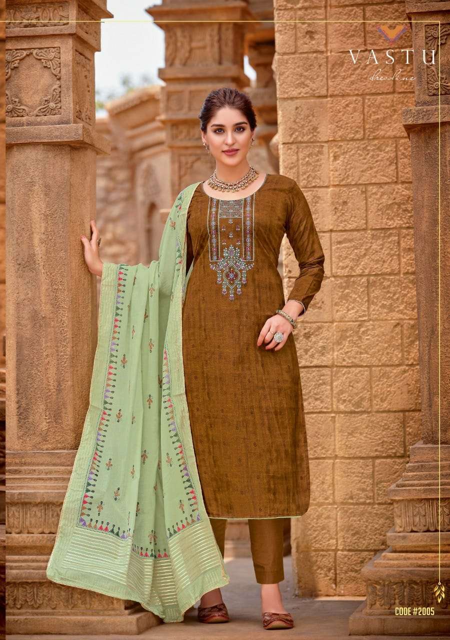 MALHAR VOL-2 BY VASTU TEX 2001 TO 2010 SERIES BEAUTIFUL SUITS COLORFUL STYLISH FANCY CASUAL WEAR & ETHNIC WEAR SATIN COTTON PRINT WITH WORK DRESSES AT WHOLESALE PRICE