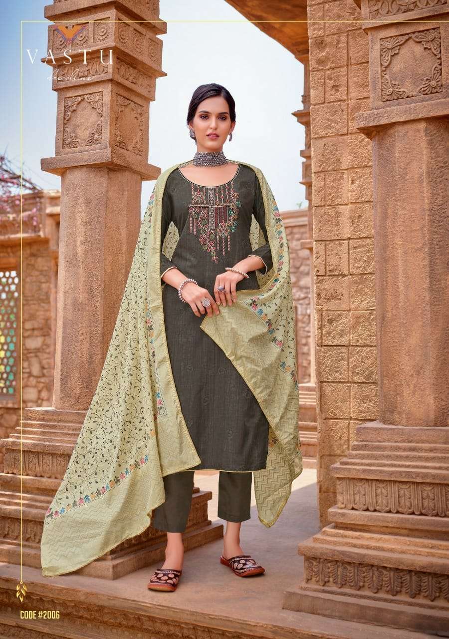 MALHAR VOL-2 BY VASTU TEX 2001 TO 2010 SERIES BEAUTIFUL SUITS COLORFUL STYLISH FANCY CASUAL WEAR & ETHNIC WEAR SATIN COTTON PRINT WITH WORK DRESSES AT WHOLESALE PRICE