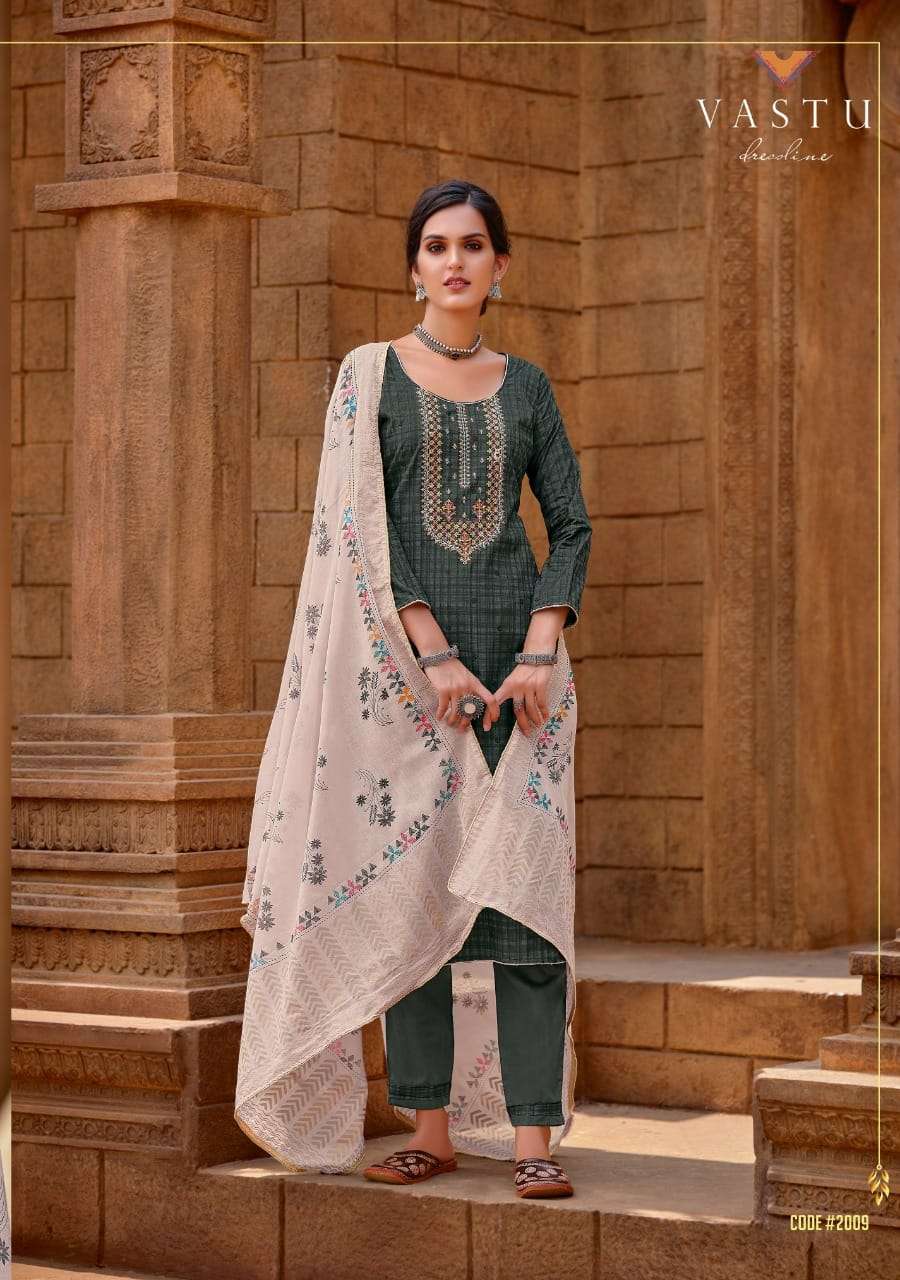 MALHAR VOL-2 BY VASTU TEX 2001 TO 2010 SERIES BEAUTIFUL SUITS COLORFUL STYLISH FANCY CASUAL WEAR & ETHNIC WEAR SATIN COTTON PRINT WITH WORK DRESSES AT WHOLESALE PRICE
