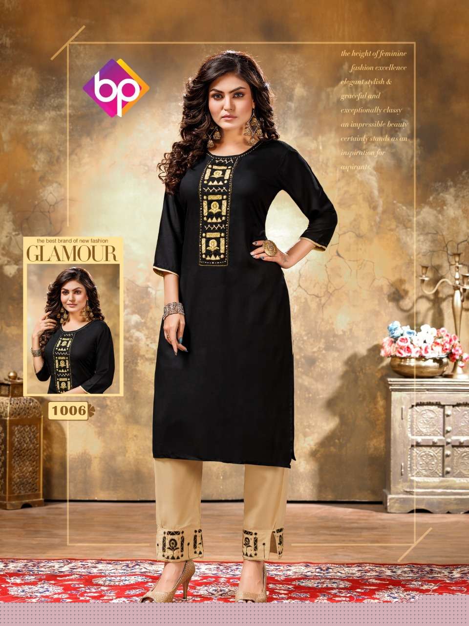 MASHAKALI BY BP 1001 TO 1008 SERIES STYLISH FANCY BEAUTIFUL COLORFUL CASUAL WEAR & ETHNIC WEAR RAYON SLUB EMBROIDERED KURTIS WITH BOTTOM AT WHOLESALE PRICE