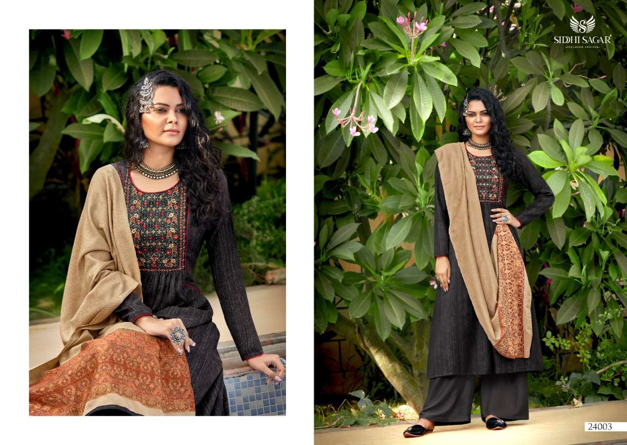 SABIHA BY SIDDHI SAGAR 24001 TO 24008 SERIES BEAUTIFUL SUITS COLORFUL STYLISH FANCY CASUAL WEAR & ETHNIC WEAR PURE PASHMINA PRINT WITH WORK DRESSES AT WHOLESALE PRICE