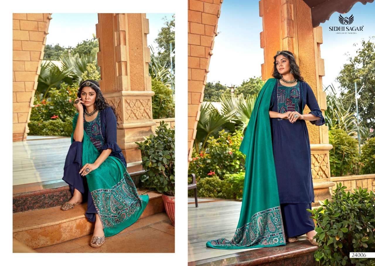 SABIHA BY SIDDHI SAGAR 24001 TO 24008 SERIES BEAUTIFUL SUITS COLORFUL STYLISH FANCY CASUAL WEAR & ETHNIC WEAR PURE PASHMINA PRINT WITH WORK DRESSES AT WHOLESALE PRICE