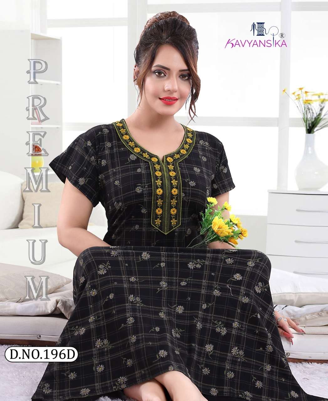 KAVYANSHIKA VOL-196 BY KAVYANSHIKA 196-A TO 196-F SERIES BEAUTIFUL STYLISH FANCY COLORFUL CASUAL WEAR & ETHNIC WEAR COTTON HOSIERY GOWNS AT WHOLESALE PRICE