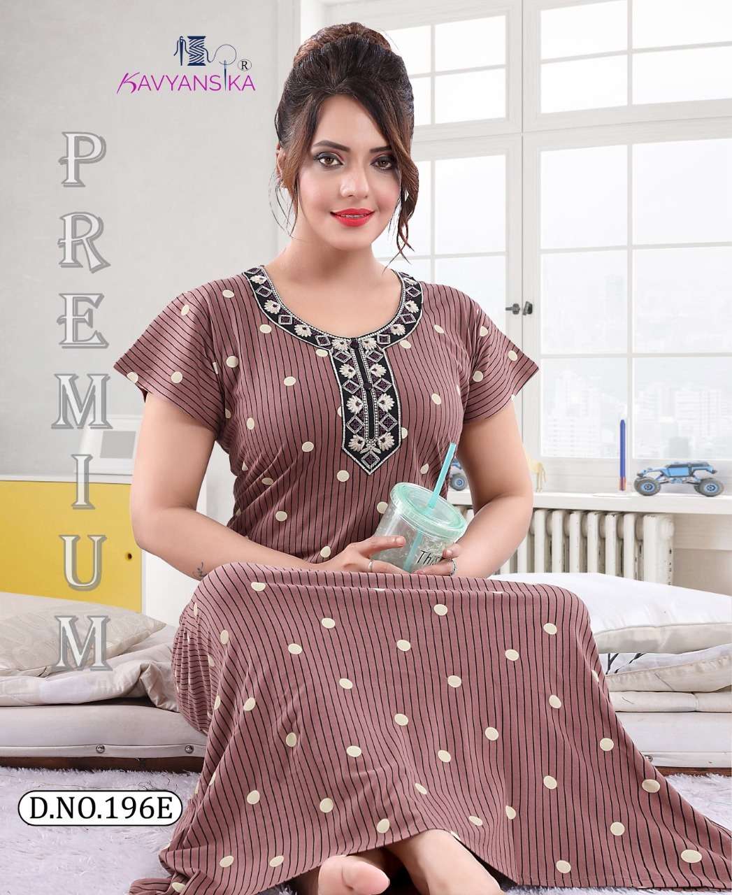 KAVYANSHIKA VOL-196 BY KAVYANSHIKA 196-A TO 196-F SERIES BEAUTIFUL STYLISH FANCY COLORFUL CASUAL WEAR & ETHNIC WEAR COTTON HOSIERY GOWNS AT WHOLESALE PRICE