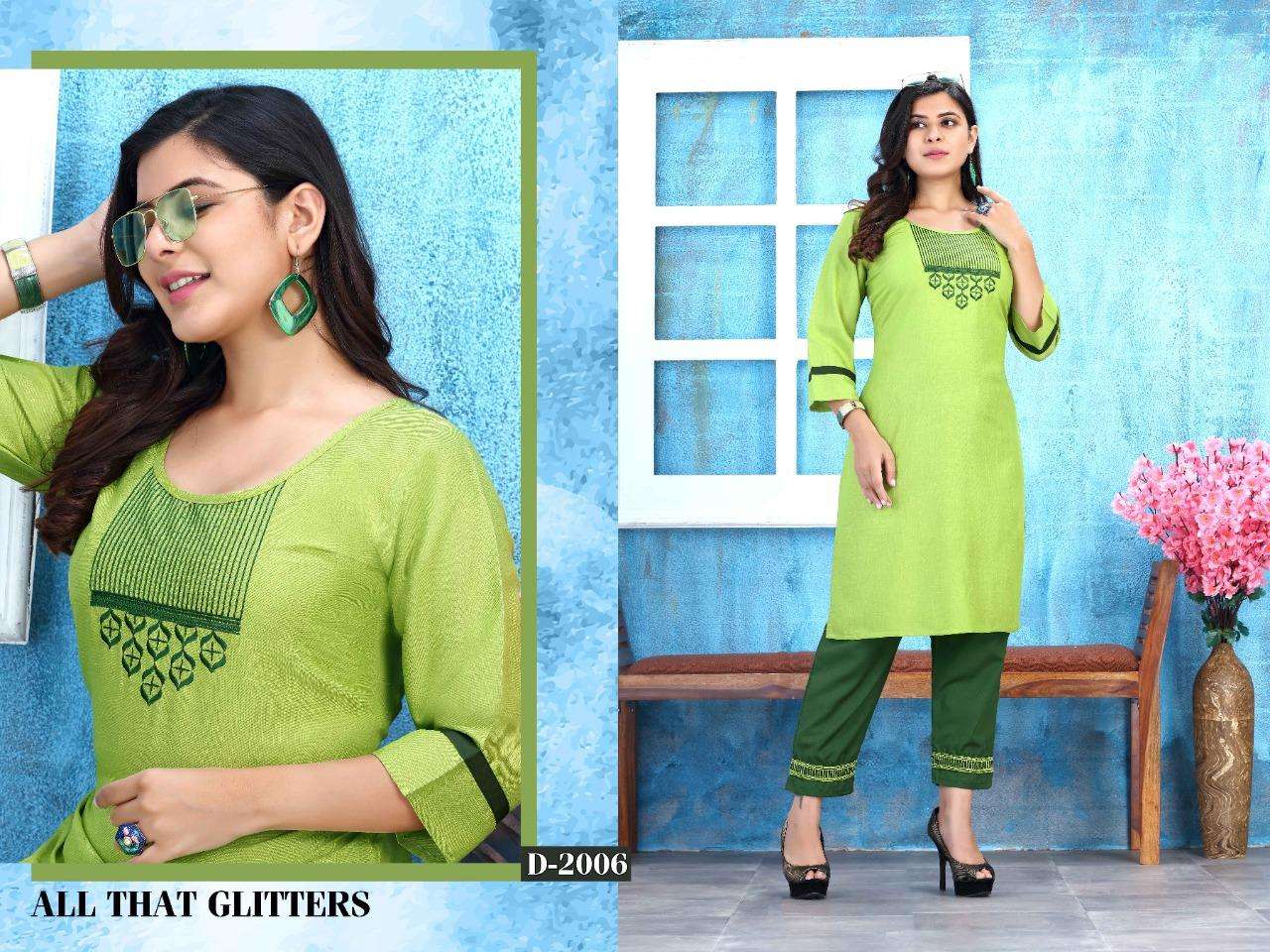 KESAR VOL-2 BY TRENDY 2001 TO 2008 SERIES DESIGNER STYLISH FANCY COLORFUL BEAUTIFUL PARTY WEAR & ETHNIC WEAR COLLECTION RAYON TWO TONE KURTIS WITH BOTTOM AT WHOLESALE PRICE